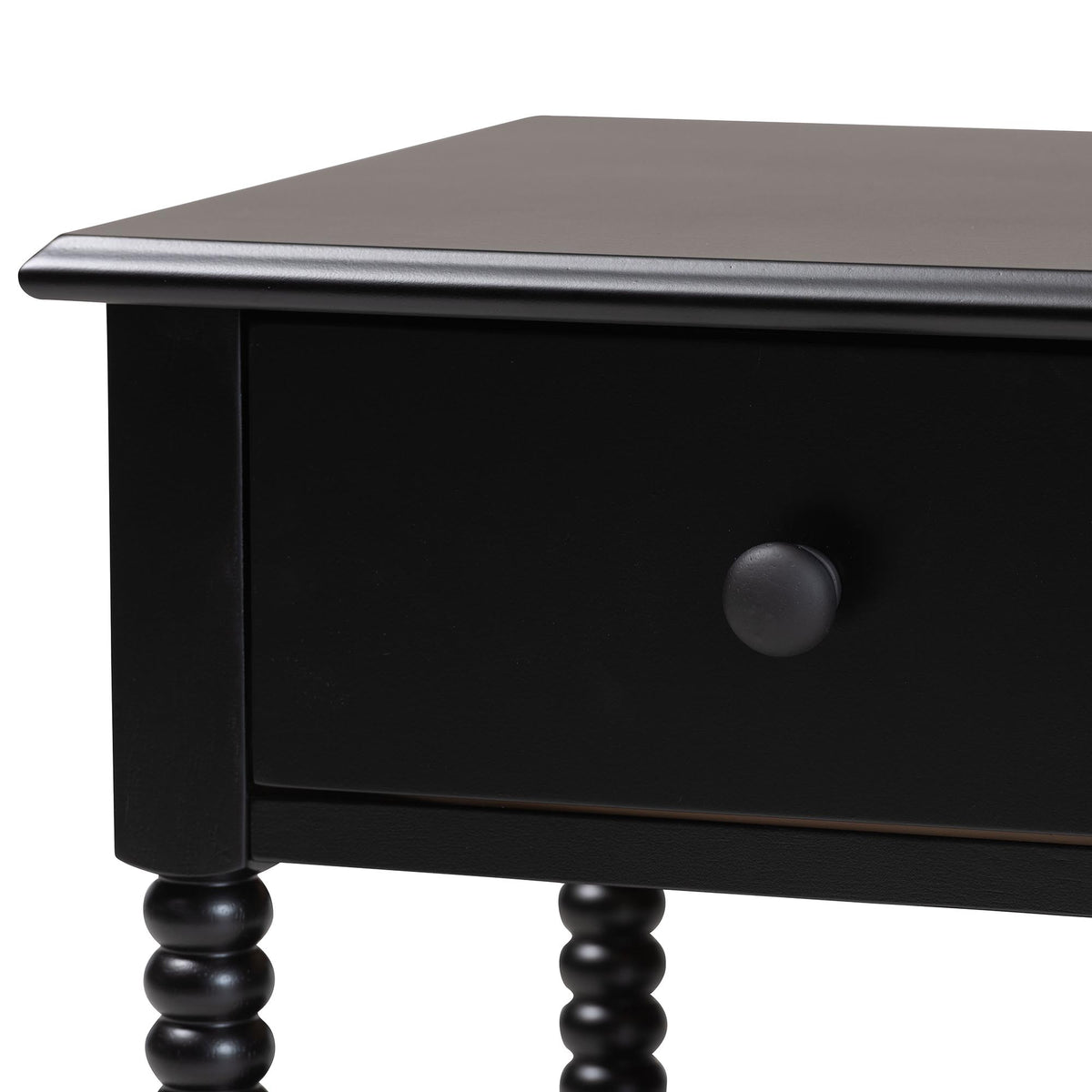Braith Farmhouse Black Spindle Wood 1-Drawer Nightstand