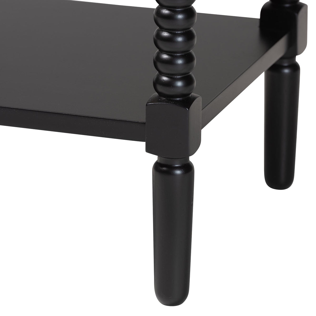 Braith Farmhouse Black Spindle Wood 1-Drawer Nightstand