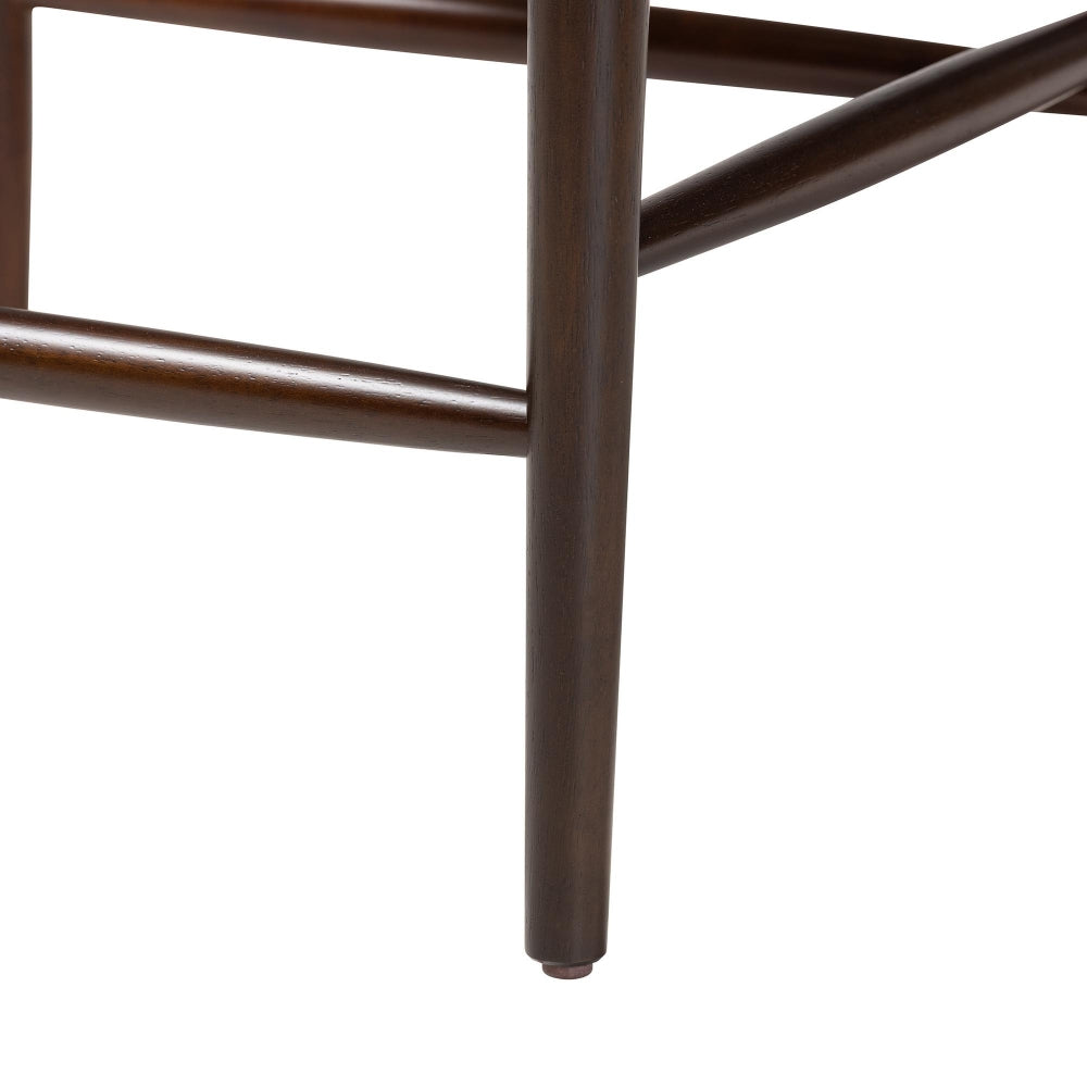 Eira Counter Stool Set of 2- Walnut Wood Frame Counter-height Chair with Curved Backrest and Black Faux Leather Seat, Mid-Century Modern Kitchen Island Seating