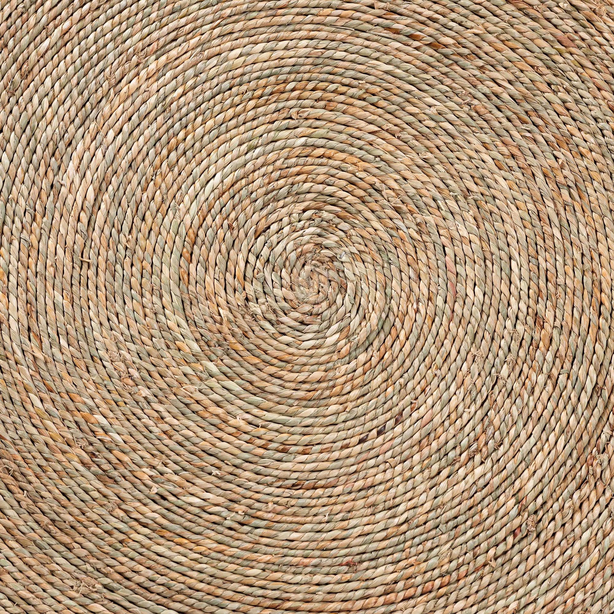 Fumito Handwoven Seagrass End Table - Round Boho Side Table with Wrapped Frame, Handmade Coastal Décor for Living Room or Sun Room