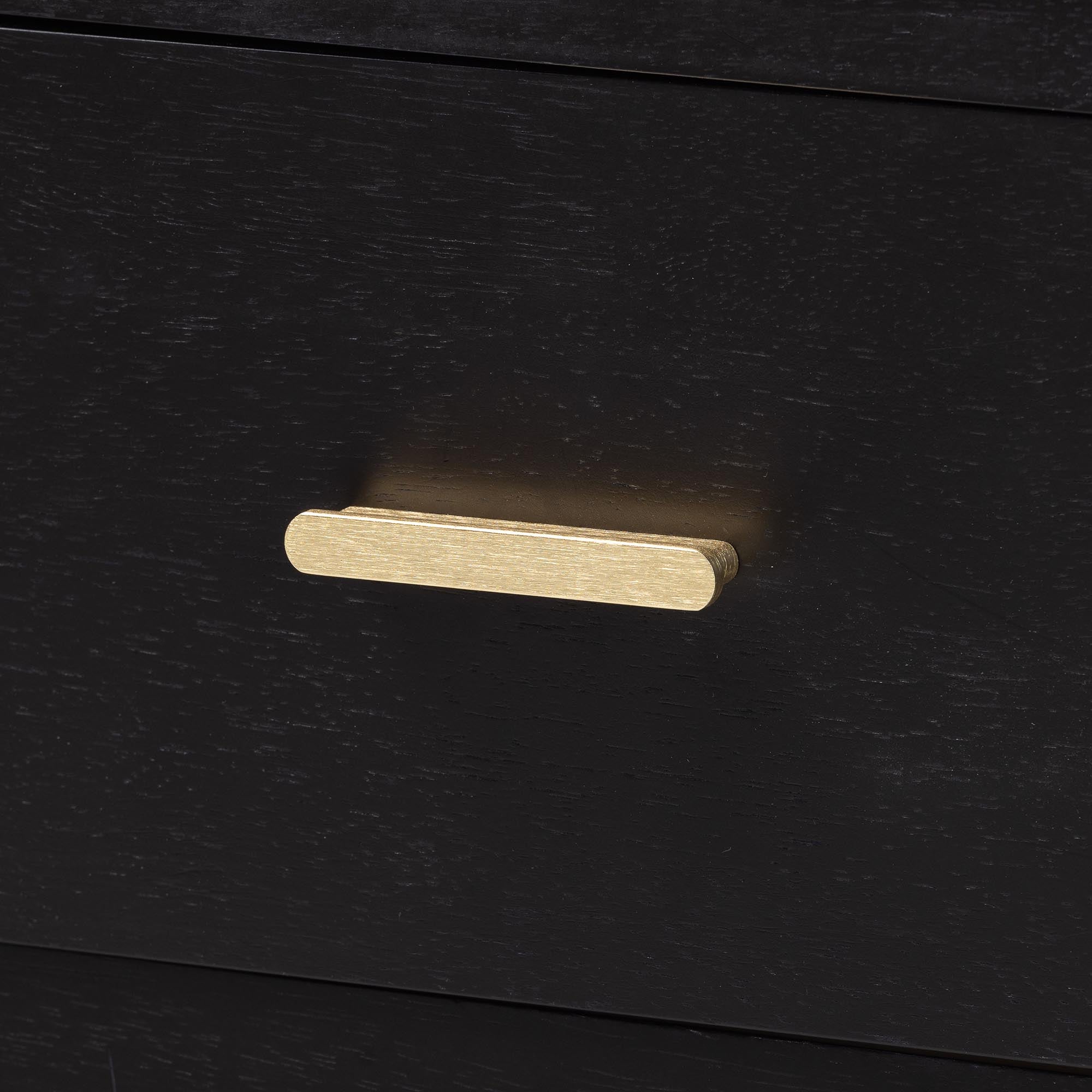 Marisela Black Wood Nightstand with Gold Handles - 2-Drawer Bedside Table with Bamboo-Inspired Legs