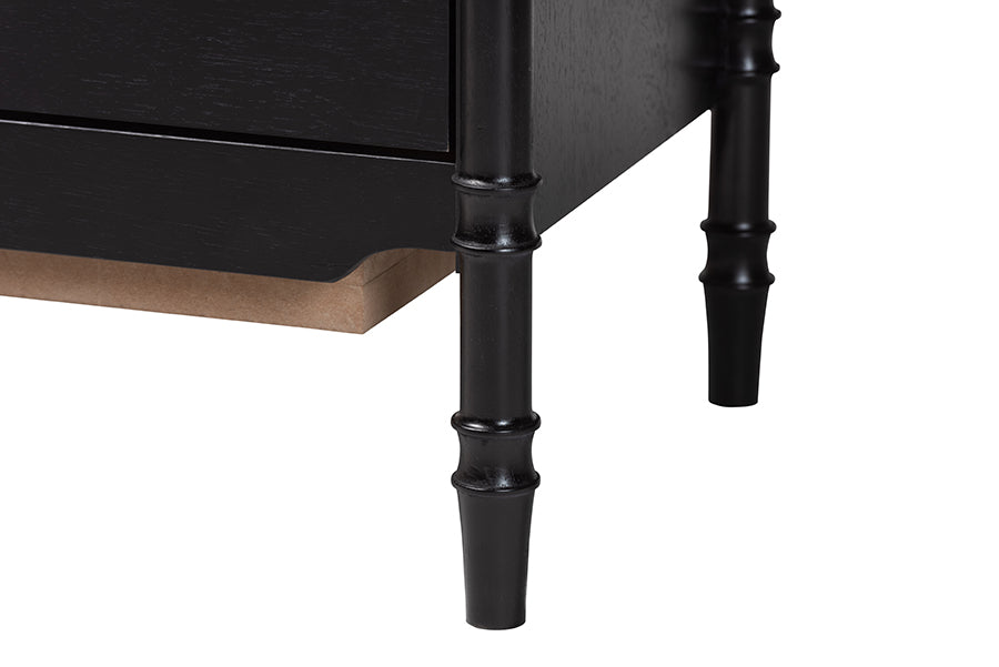 Marisela Black Wood Chest of Drawers with Gold Handles - 4-Drawer Vertical Storage Dresser with Bamboo-Inspired Legs, Modern Transitional Accent Furniture for Bedroom or Guest Room