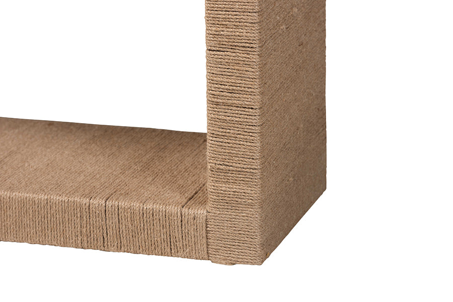 Rajiya Handwoven Jute Console Table - Rectangular Open-Frame Entryway Table with Natural Texture, Minimalist Coastal Boho Accent for Living Room or Hallway Décor