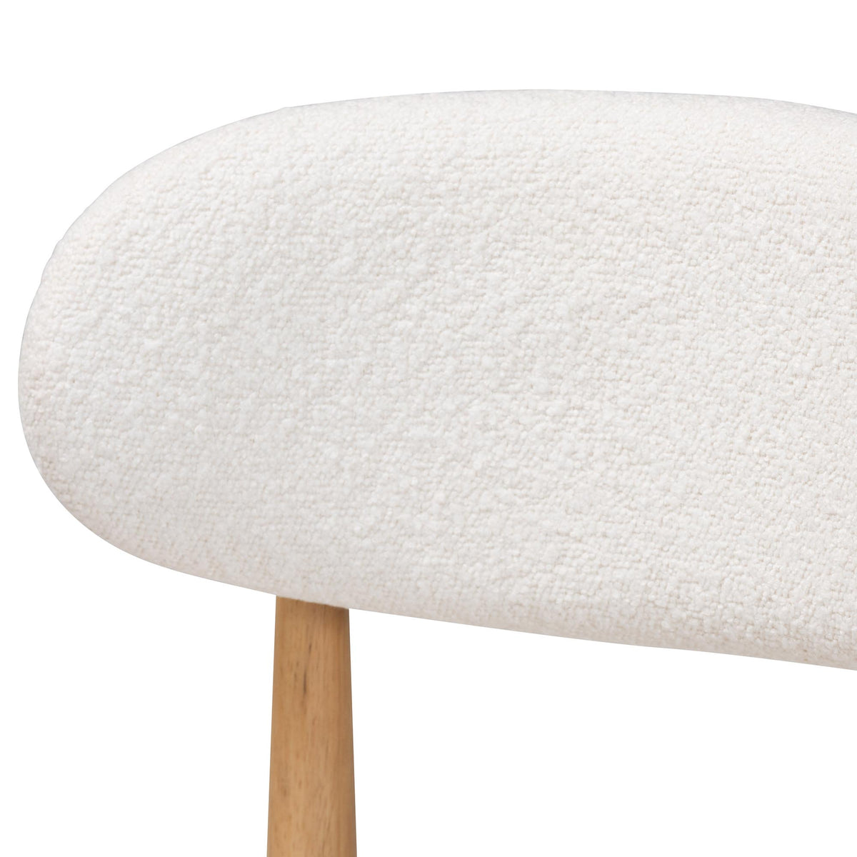 Wattsu Boucle Upholstered Dining Chair Set of 2- Mid-Century Modern Side Chair with Solid Wood Frame and Rounded Backrest, Natural and White