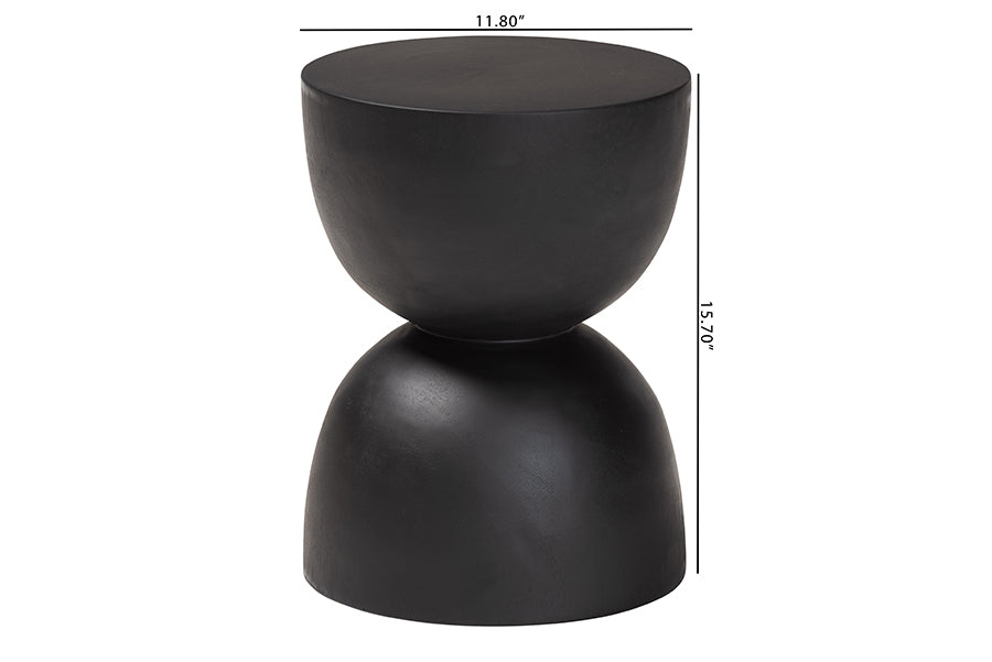 Nomiki Solid Suar Wood Side Table - Hand-Carved Sculptural End Table with Hourglass Design, Modern Boho Style for Living Room or Bedroom