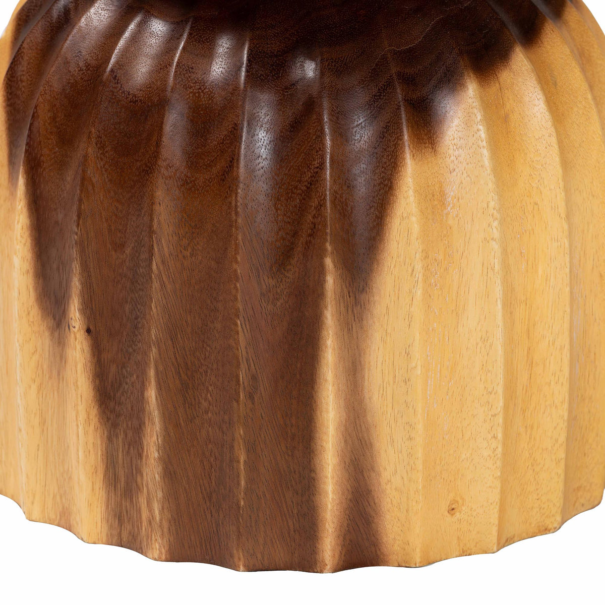 Noleta Hand-carved Suar Wood Side Table - Sculptural Hourglass Accent Table with Natural Grain, Modern Boho Style for Living Room or Bedroom