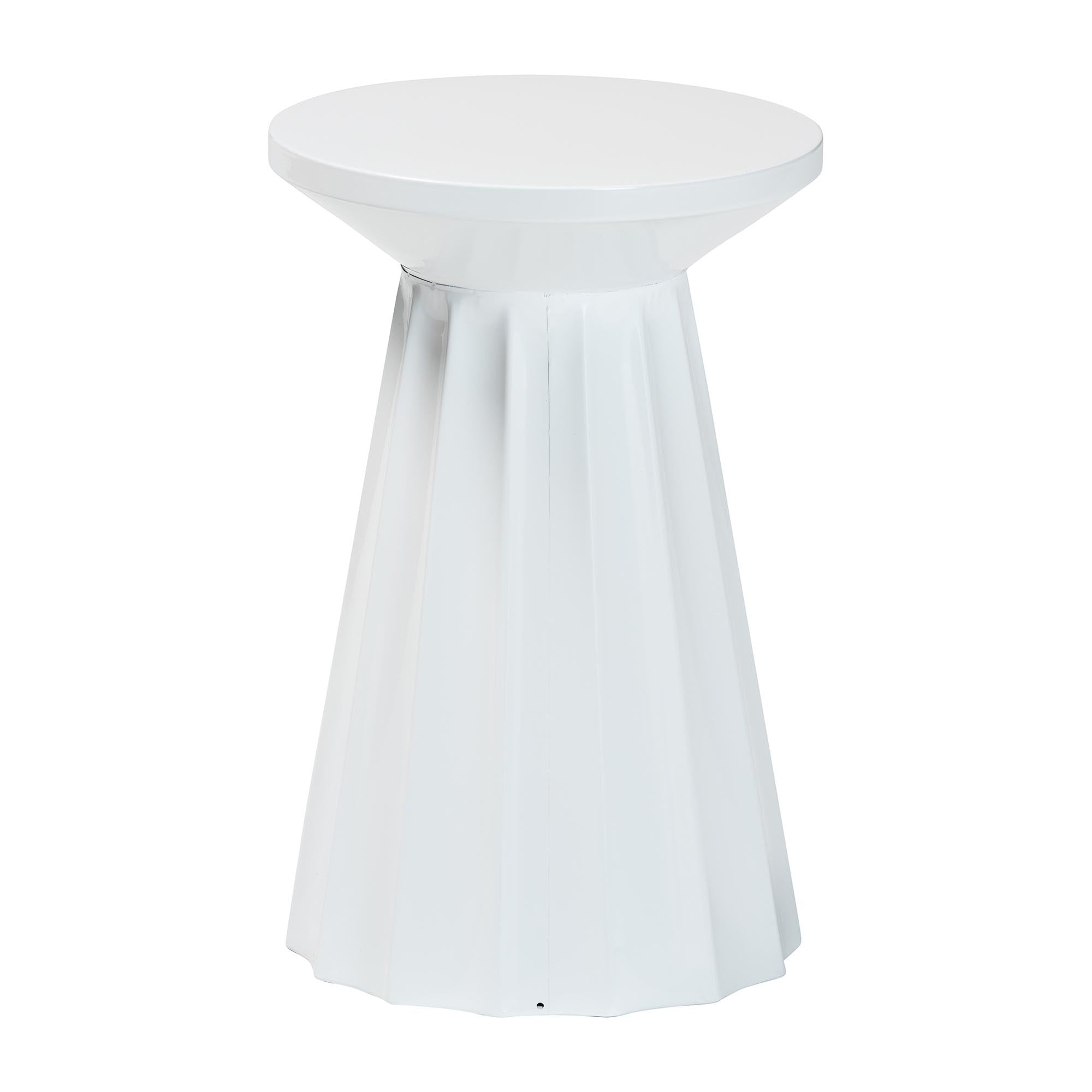 Baxton Studio Ulmer Metal Scalloped Side Table - Modern Round Accent Table for Indoor or Semi-Outdoor Use, White
