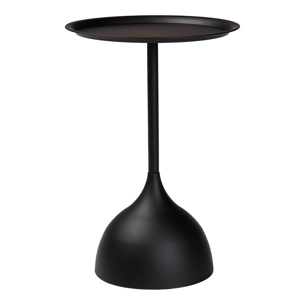 Webb Black Metal Pedestal Side Table - Modern Accent Table with Round Tray Top for Indoor or Semi-Outdoor Use