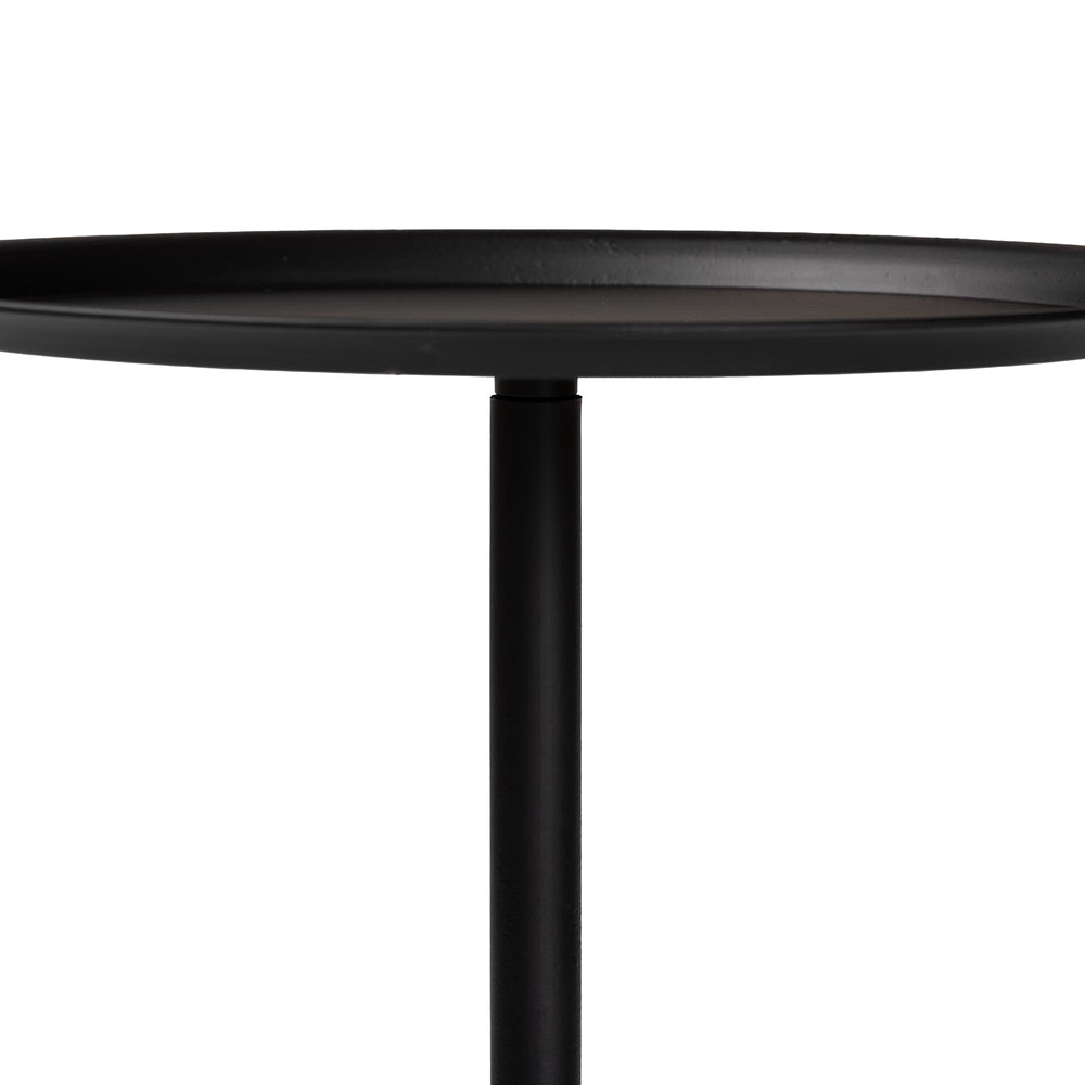 Webb Black Metal Pedestal Side Table - Modern Accent Table with Round Tray Top for Indoor or Semi-Outdoor Use