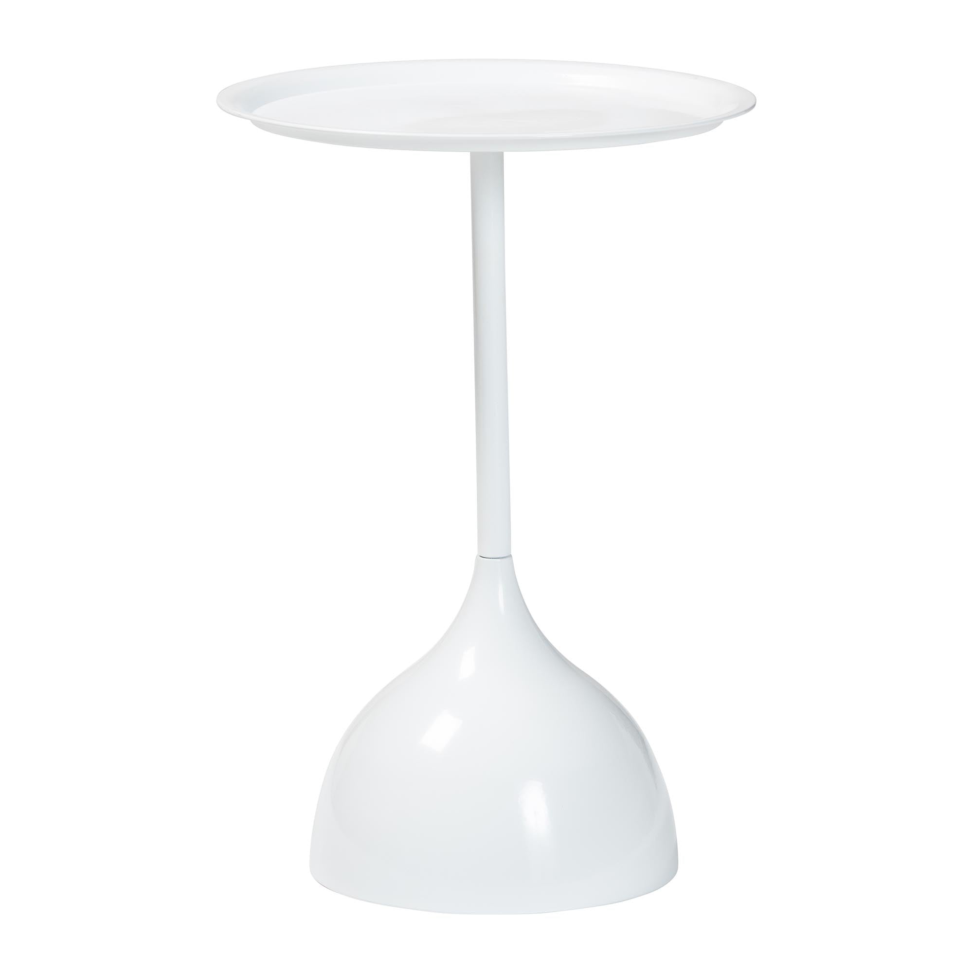 Baxton Studio Webb White Metal Pedestal Side Table - Modern Accent Table with Round Tray Top for Indoor or Semi-Outdoor Use