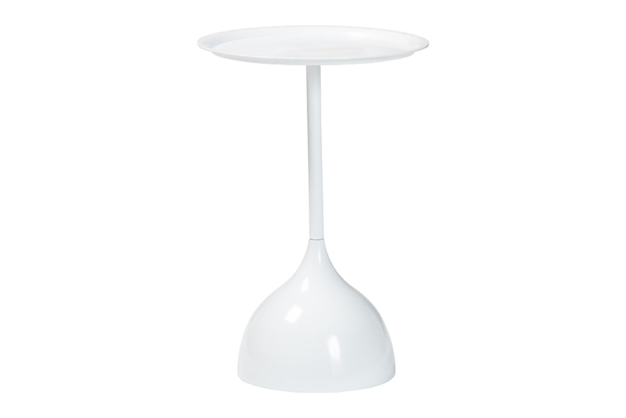 Webb White Metal Pedestal Side Table - Modern Accent Table with Round Tray Top for Indoor or Semi-Outdoor Use