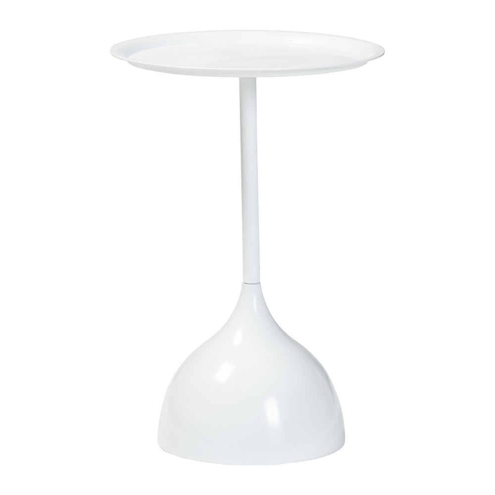 Webb White Metal Pedestal Side Table - Modern Accent Table with Round Tray Top for Indoor or Semi-Outdoor Use