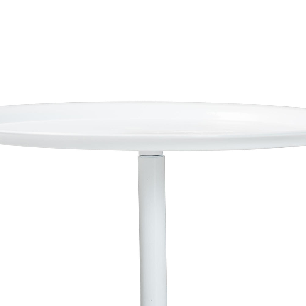 Webb White Metal Pedestal Side Table - Modern Accent Table with Round Tray Top for Indoor or Semi-Outdoor Use