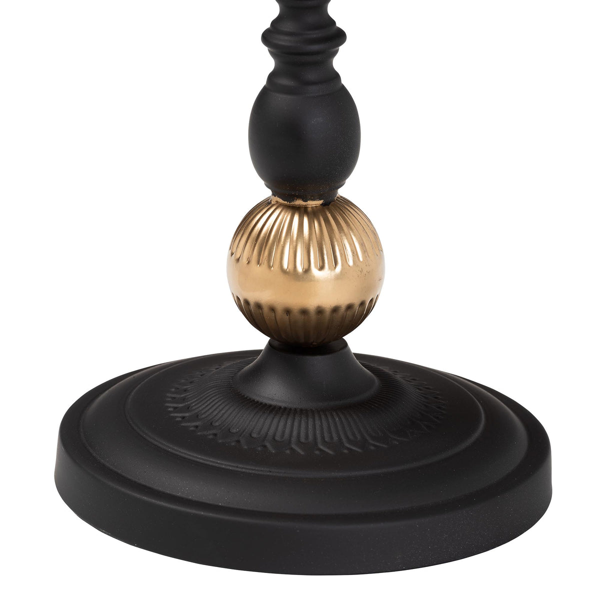 Javion Modern Round Accent Side Table - Black & Gold Metal End Table with Tray Top for Indoor or Semi-Outdoor Use