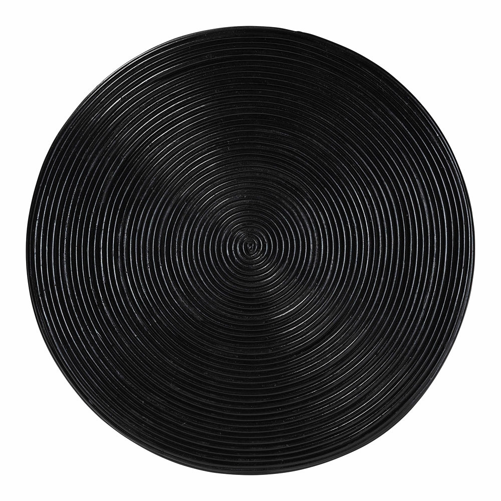 Tokyo Laminated Natural Rattan Side Table - Hourglass Accent Table with Modern Sculptural Design, Boho Chic Style for Living Room or Bedroom, Black