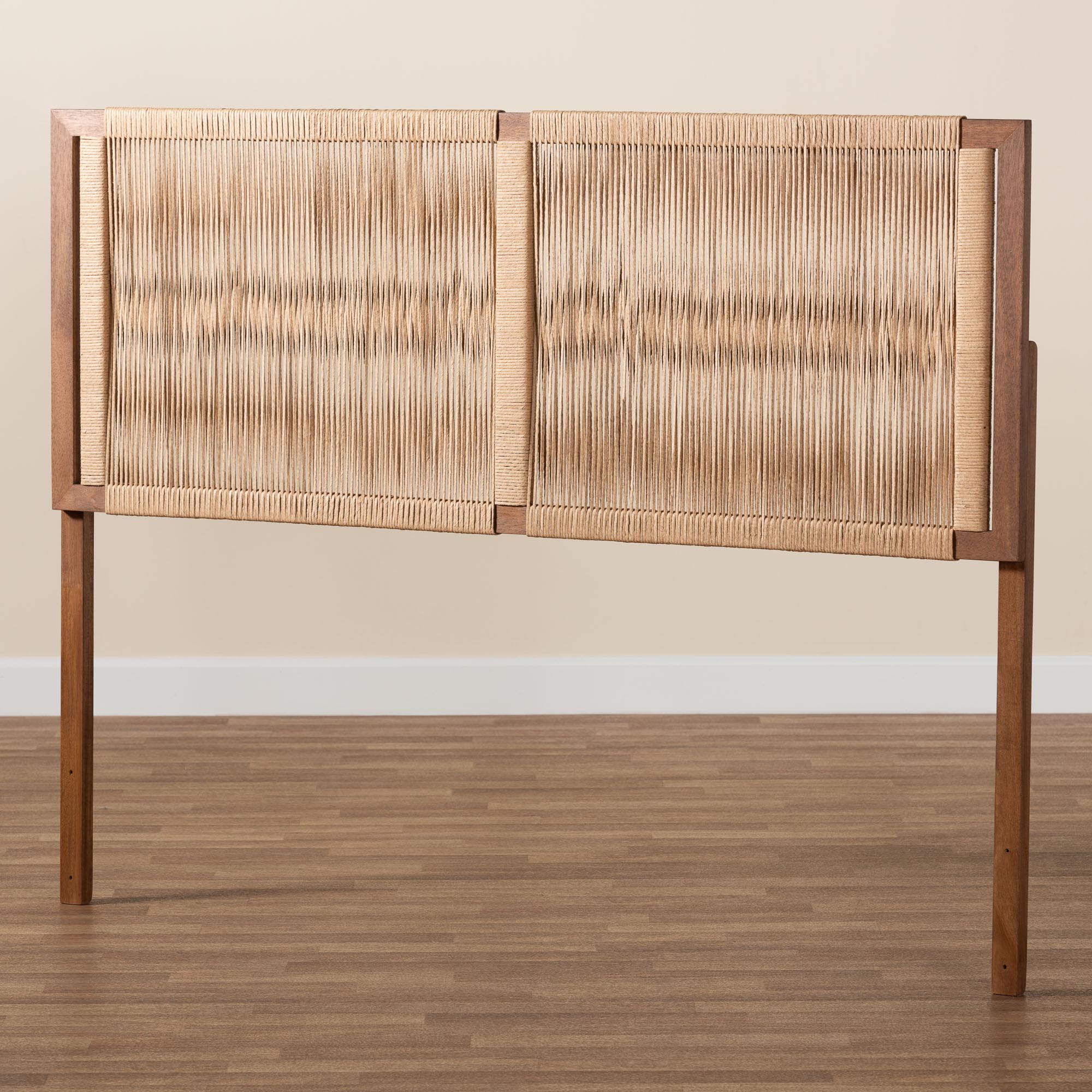 Holitz Natural Rope Woven Headboard - Mountable Bed Backboard with Bayur Wood Frame, Modern Boho Accent for Bedroom Decor, King
