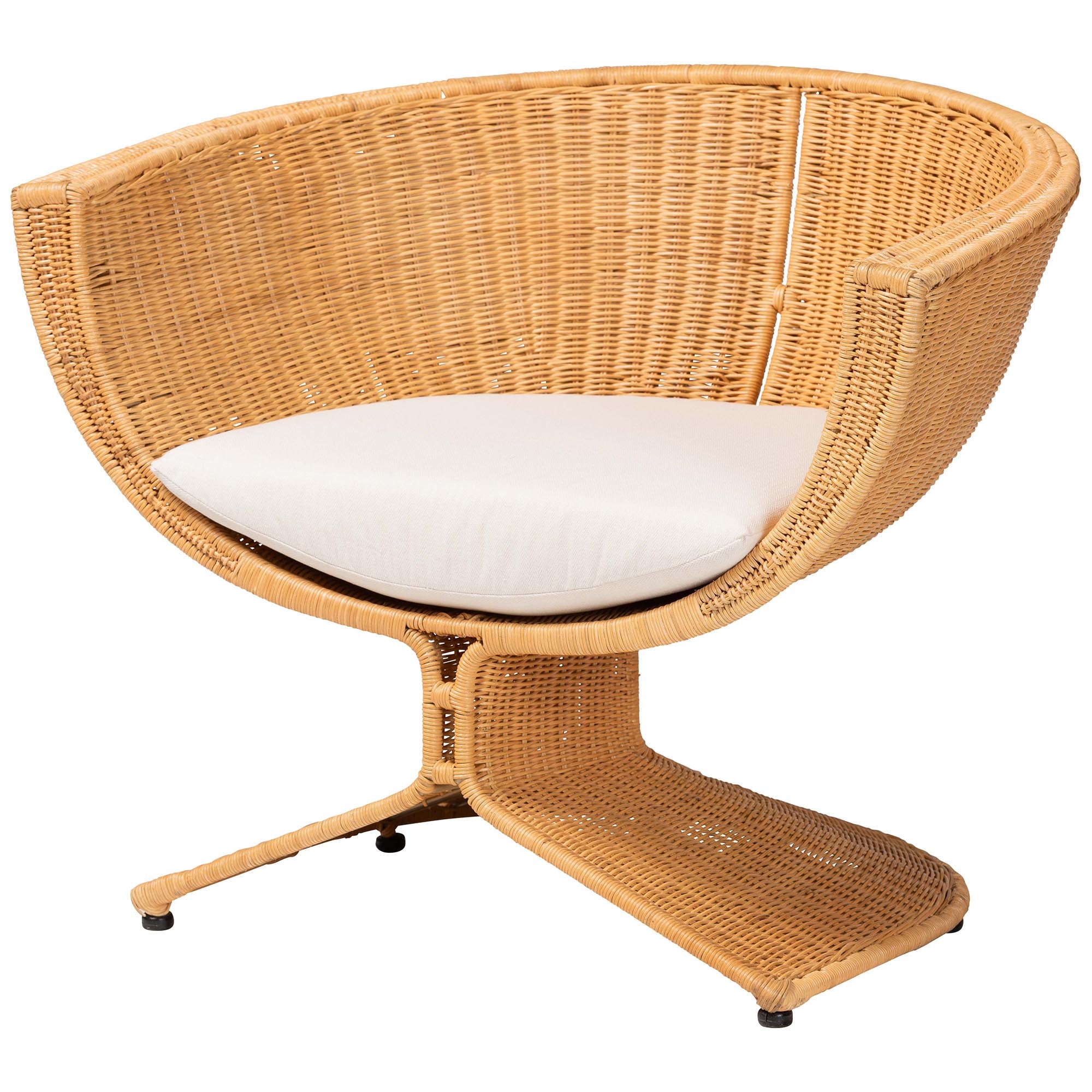 bali & pari Reya Natural Rattan 2-Piece Living Room Set - Handwoven Wicker Accent Seating with Pedestal Base for Modern Boho, Coastal, or Tropical Living Room Spaces
