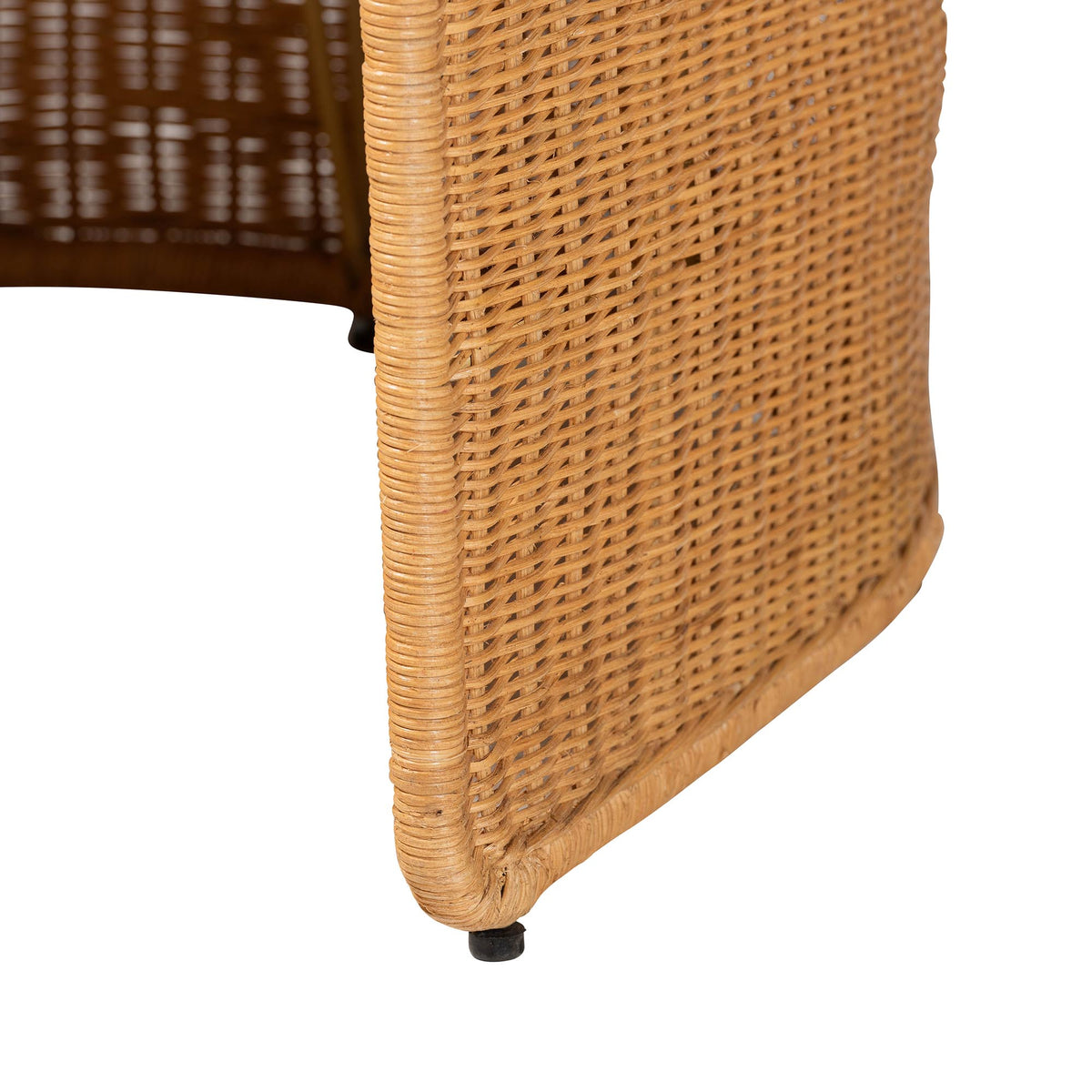 Carina Natural Rattan Barrel Dining Chair - Handwoven Wicker Accent Chair with Curved Backrest and Removable Cushion, Coastal Boho Kitchen or Dining Room Seating