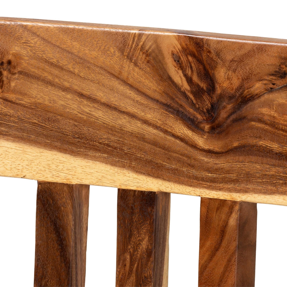 bali & pari Luli Suar Wood Counter Stool - Handcrafted Solid Wood Stool with Backrest, Rustic Modern Seating for Kitchen Island or Dining Area