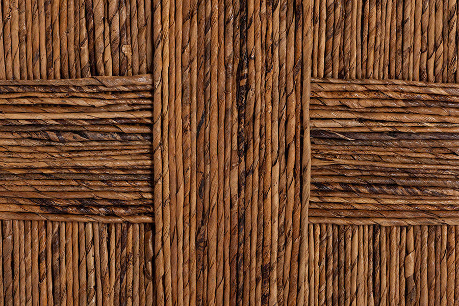 Chabela Seagrass Counter Stool Set of 2 - Solid Mango Wood Frame with Woven Seat and Backrest, Rustic Boho Style Dining or Kitchen Island Seating, Brown