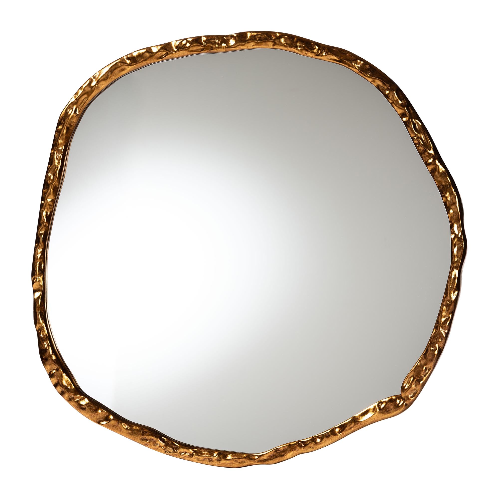 Baxton Studio Urania Wall Mirror - Irregular Shape Accent Mirror with Antique Goldleaf Frame, Modern Glam Accent for Living Room, Entryway, or Bedroom Decor