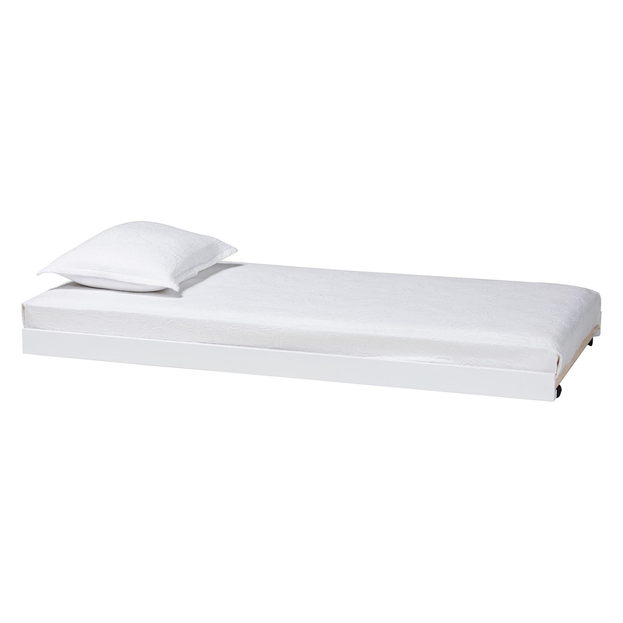 Lucera Trundle - Underbed Low-Profile Rolling Base for Daybeds and Guest Rooms, Twin, White