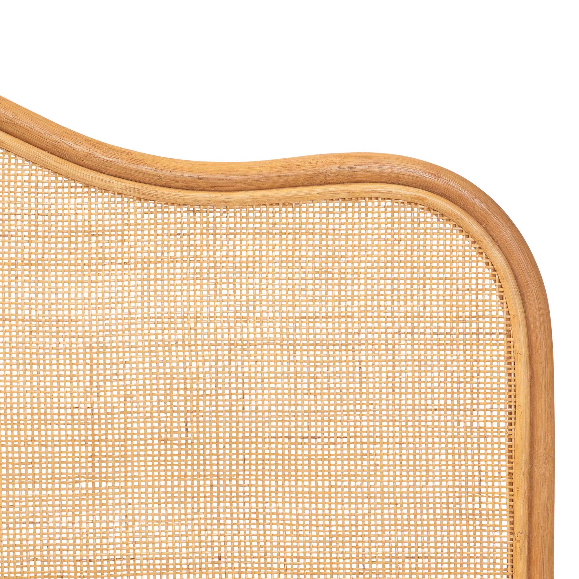 Adelita Natural Rattan Arched Headboard - Handwoven Cane Panel with Rattan Frame, Coastal Boho Style Bedroom Decor, Queen