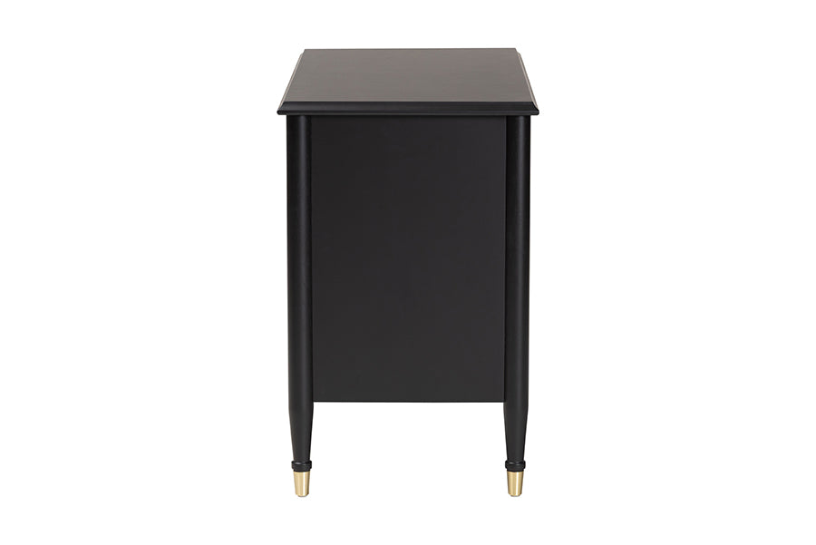 Tamra Black Wood Chest with Drawers - Bedroom Storage Unit with Metallic Accents, 6-Drawer Modern Transitional Bedroom Storage Solution