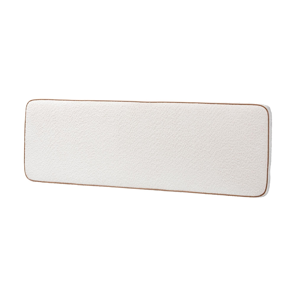 Belden Boucle Upholstered Wall-Mounted Headboard - Padded Cushion Panel with Faux Leather Piping, Modern Bedroom Accent Piece, Cream, Queen