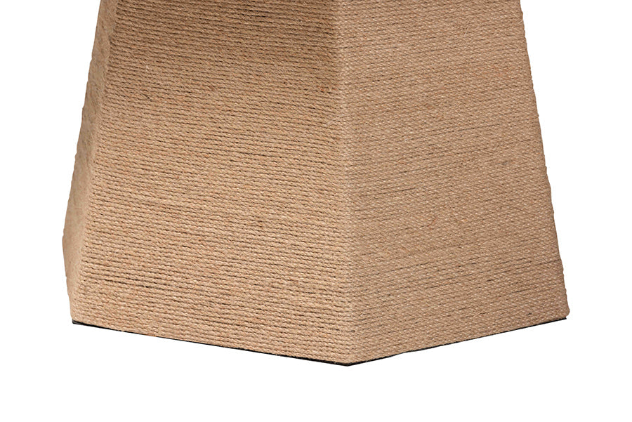bali & pari Lenka Natural Jute Coffee Table - Textured Handwoven Cocktail Table with Sculptural Base and Irregular Top for Living Room or Lounge