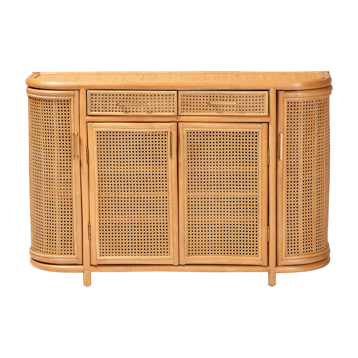 McKenna Natural Rattan Sideboard - Handwoven Wicker Buffet Credenza, Boho Coastal Style for Dining or Living Room, 2-Drawer