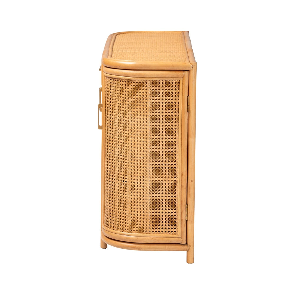 McKenna Natural Rattan Sideboard - Handwoven Wicker Buffet Credenza, Boho Coastal Style for Dining or Living Room, 2-Drawer