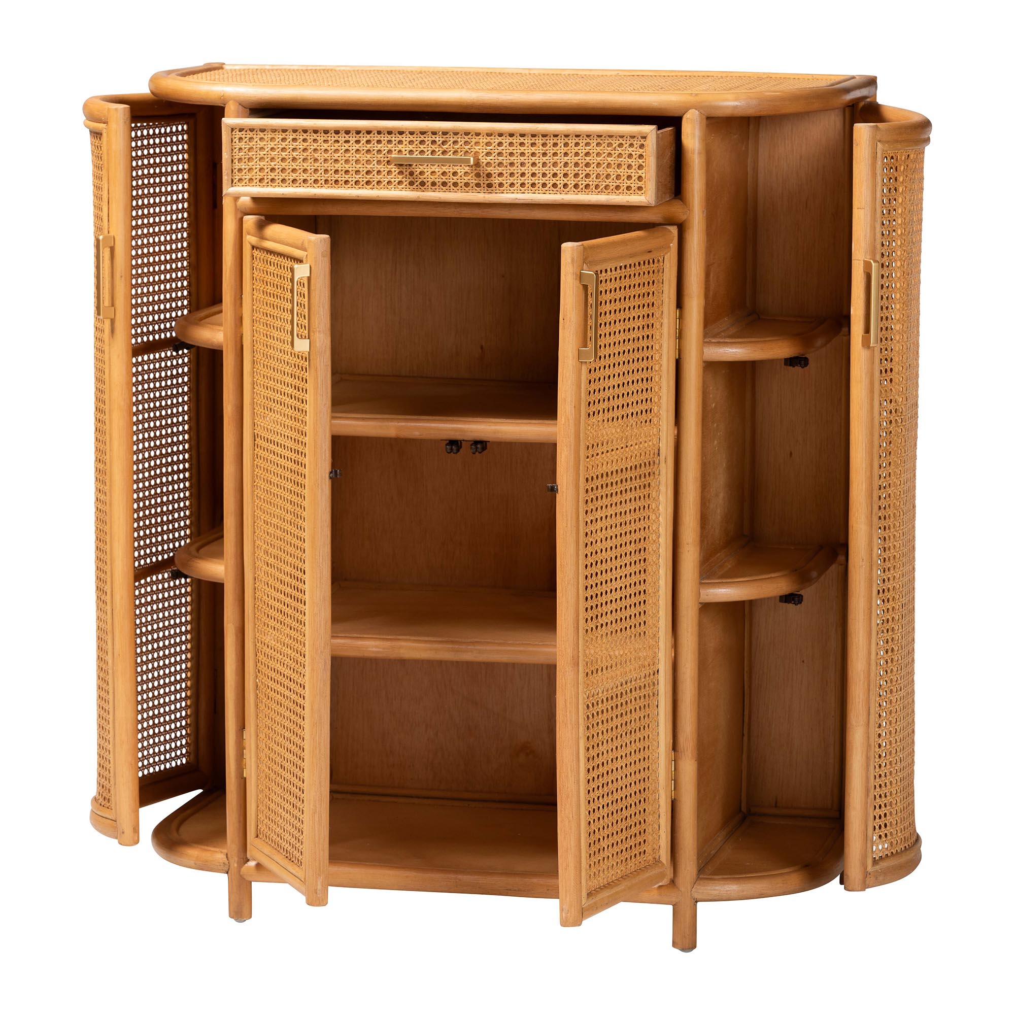 bali & pari McKenna Natural Rattan Storage Cabinet - Handwoven Wicker Accent Cabinet, Boho Coastal Style for Living Room or Entryway, 1-Drawer