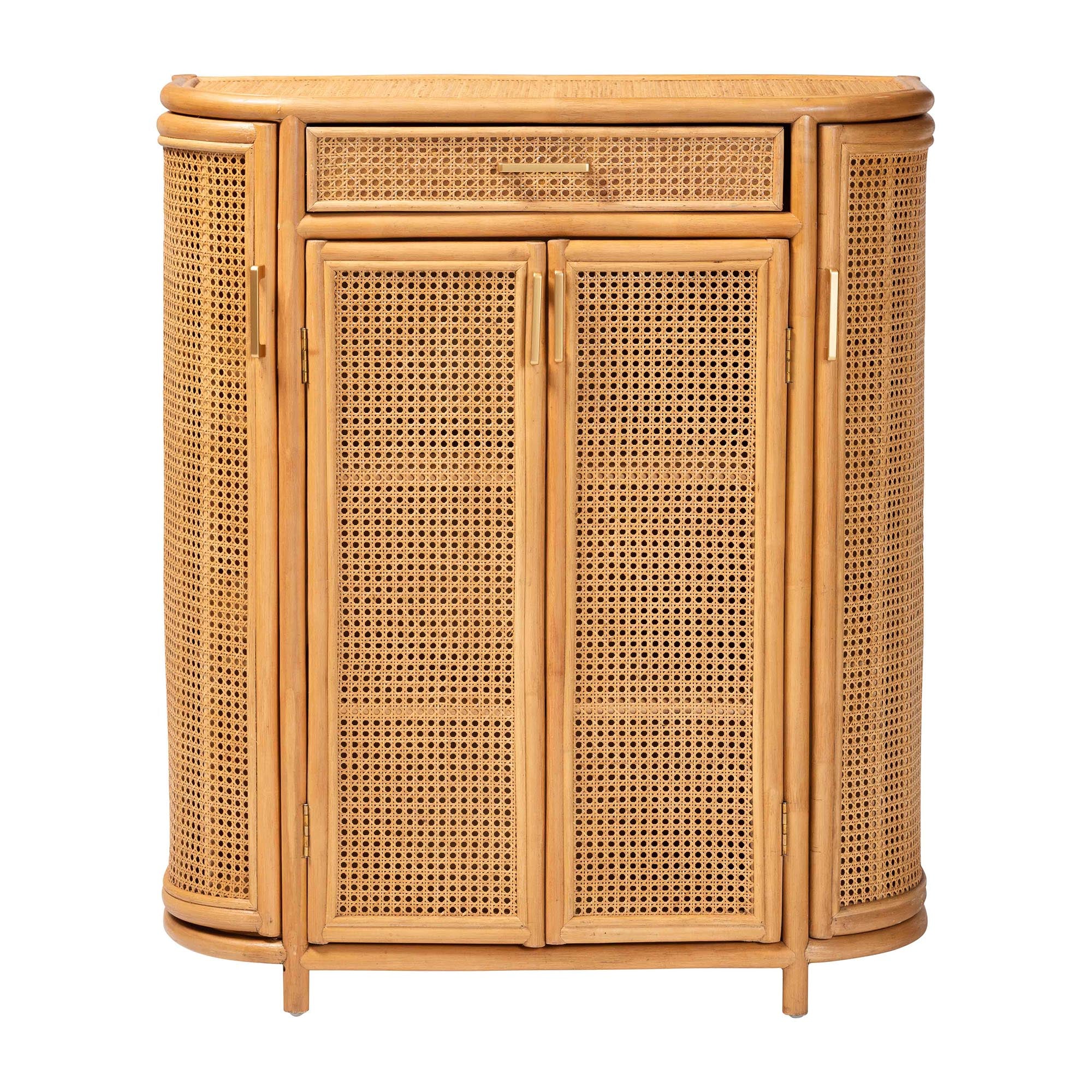 bali & pari McKenna Natural Rattan Storage Cabinet - Handwoven Wicker Accent Cabinet, Boho Coastal Style for Living Room or Entryway, 1-Drawer