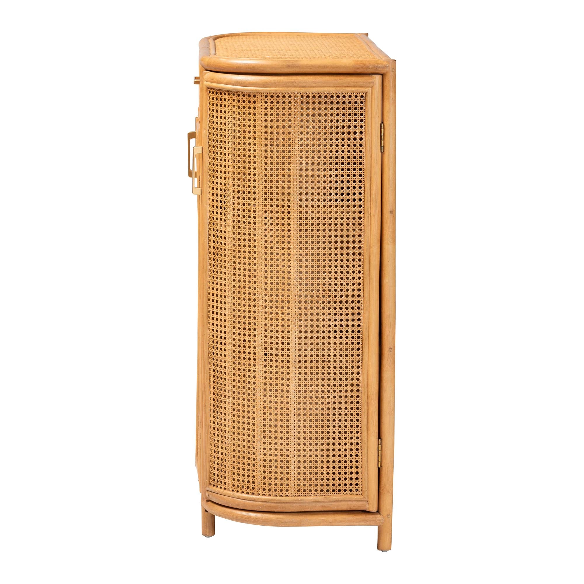 bali & pari McKenna Natural Rattan Storage Cabinet - Handwoven Wicker Accent Cabinet, Boho Coastal Style for Living Room or Entryway, 1-Drawer