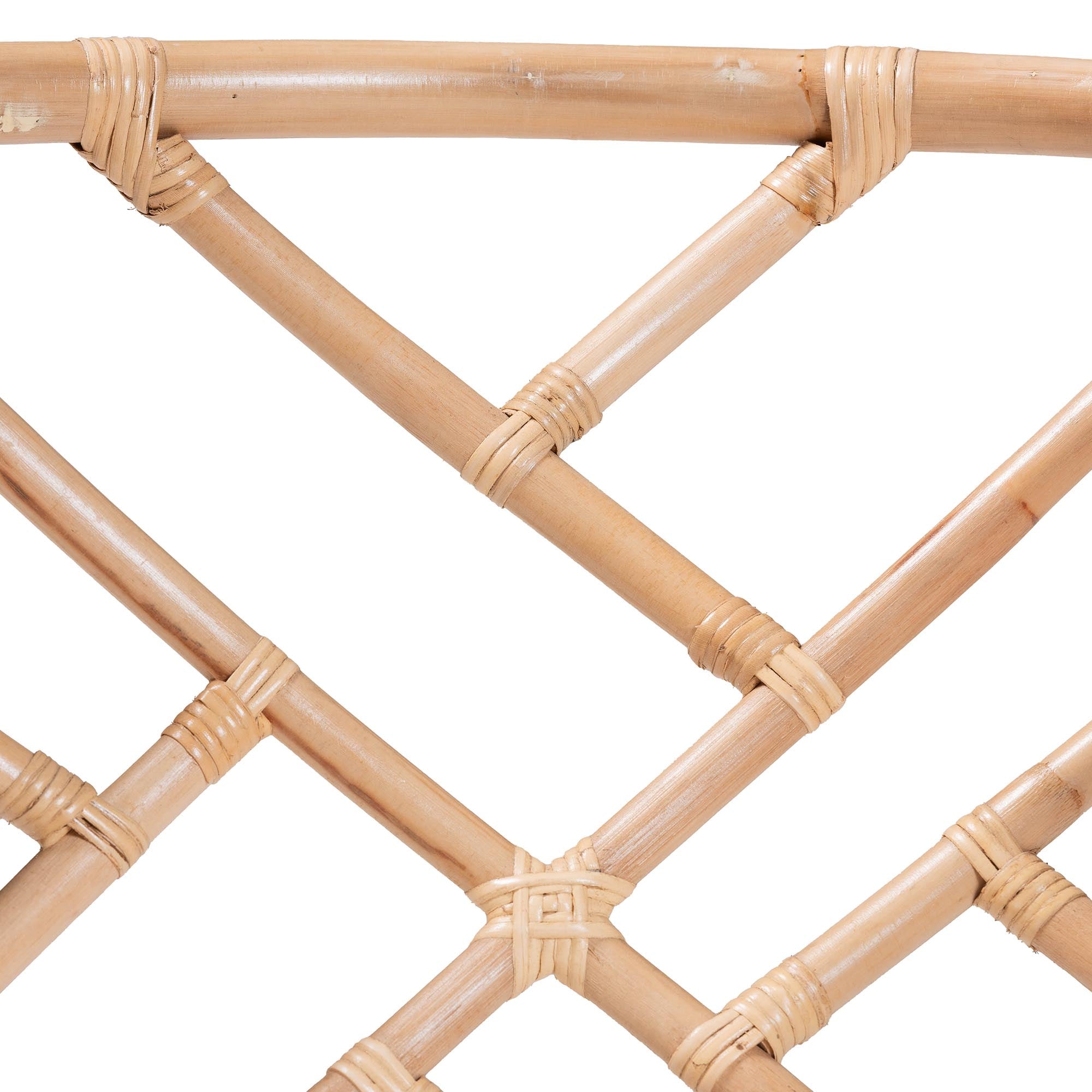bali & pari Padma Natural Rattan Dining Chair - Handwoven Barrel Accent Chair with Bamboo-Style Frame and Lattice Detail for Boho, Coastal, or Tropical Dining or Lounge Area