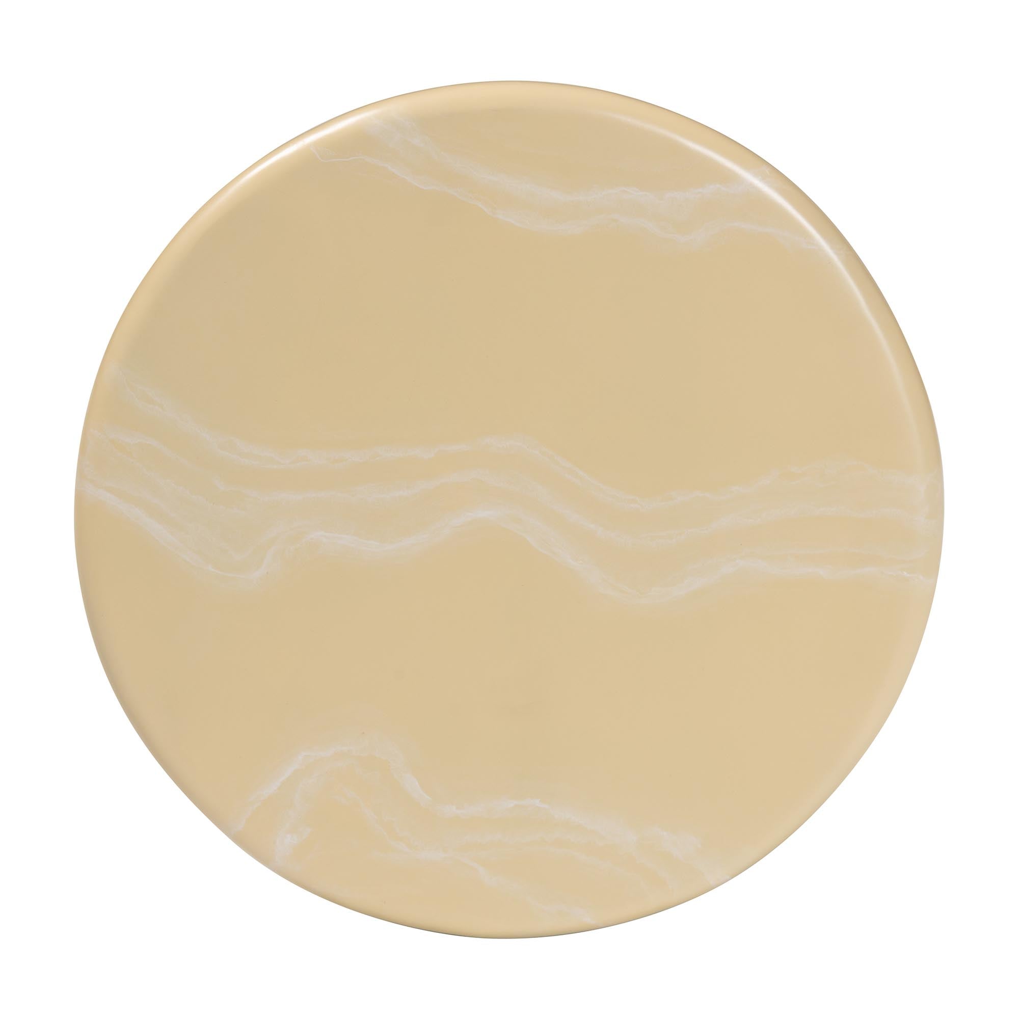 Aponi Marbled Resin End Table - Sculptural Side Table with Round Top and Pedestal Base, Modern Contemporary Statement Furniture, Cream