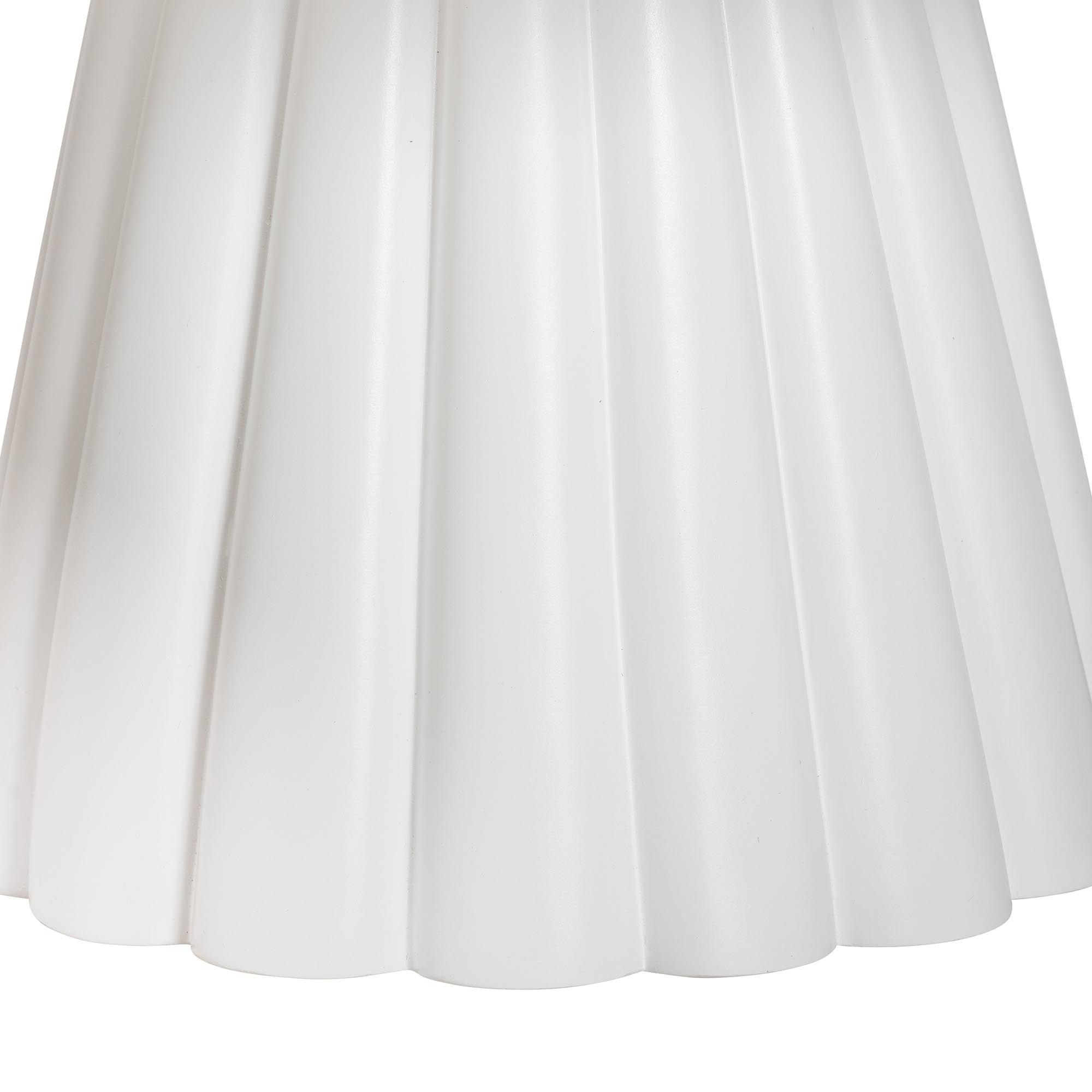 Parvana Round Coffee Table with Fluted Pedestal Base - Contemporary White Resin Accent Table