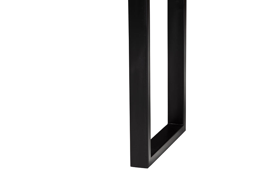 bali & pari Apio Wood Epoxy Resin Console Table with Glass Inlay - Rectangular Live Edge Teak Wood Accent Table with Black Metal Base, Modern Rustic Furniture for Living Room or Entryway