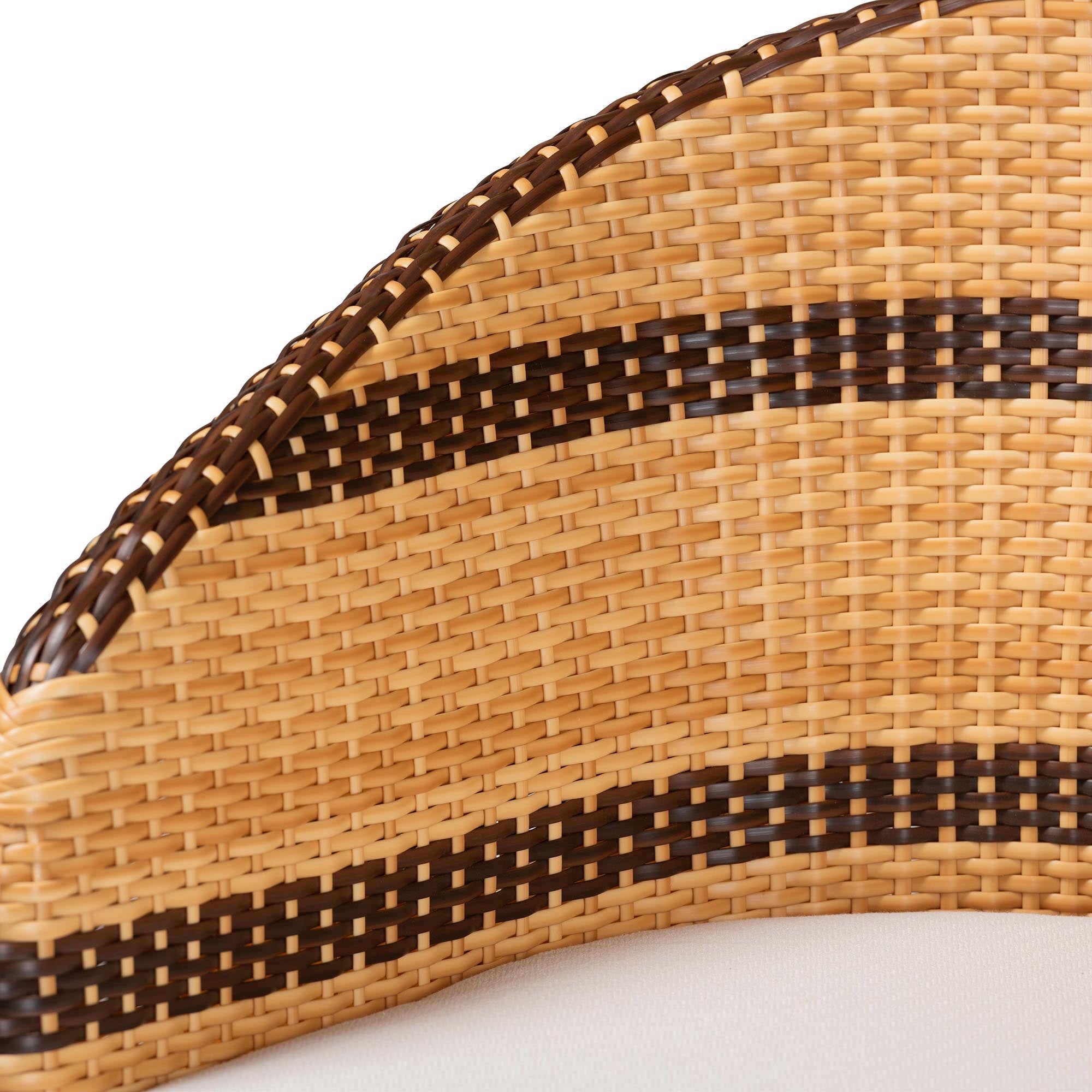 bali & pari Elma Rattan Dining Chair with Cushion - Barrel-Back Accent Chair with Synthetic Woven and Natural Rattan Frame, Boho Coastal Style Seating for Dining or Living Room