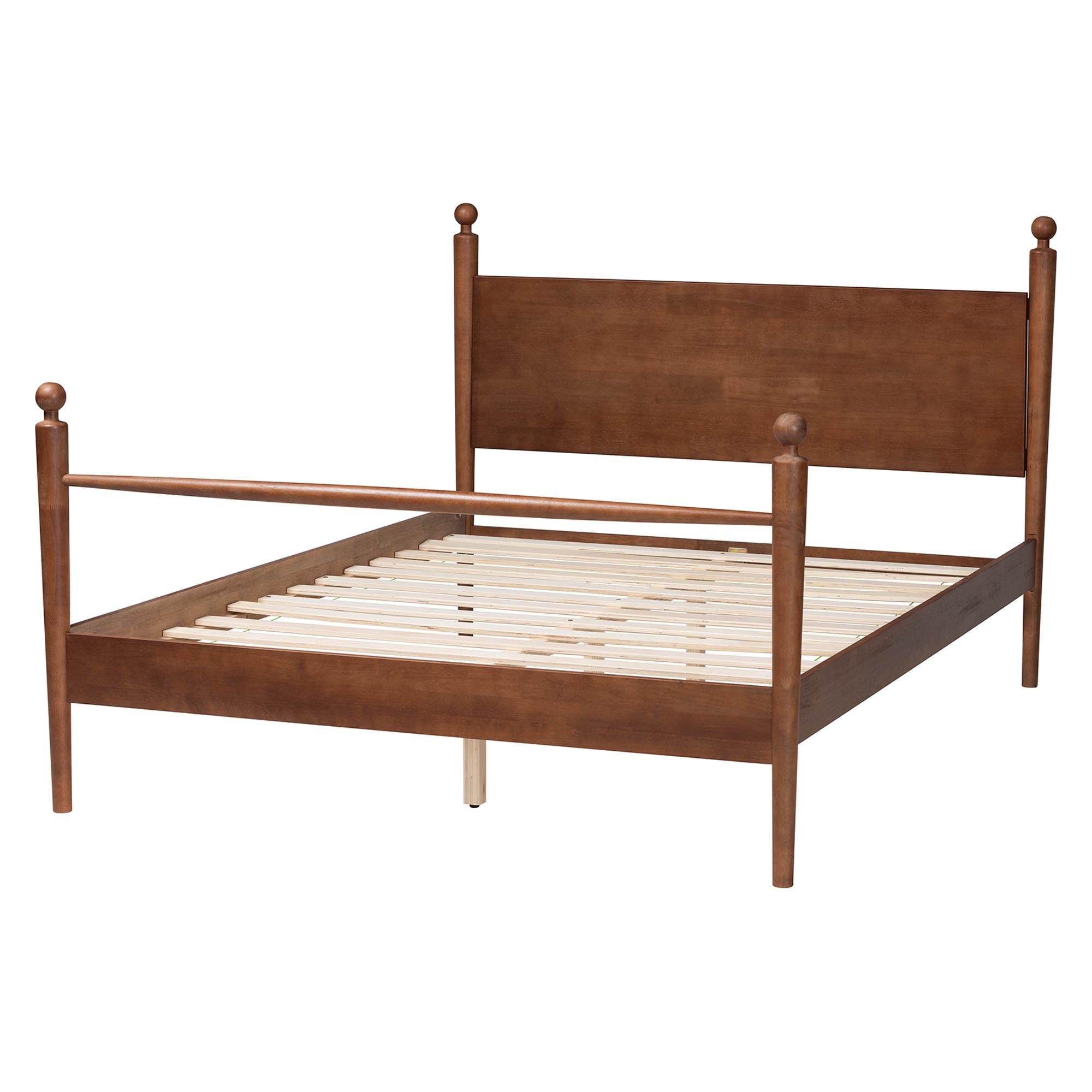 Gianetta Wood Platform Bed - Traditional Poster Bed Frame with Panel Headboard and Low Profile Footboard, Classic Bedroom Furniture, Queen