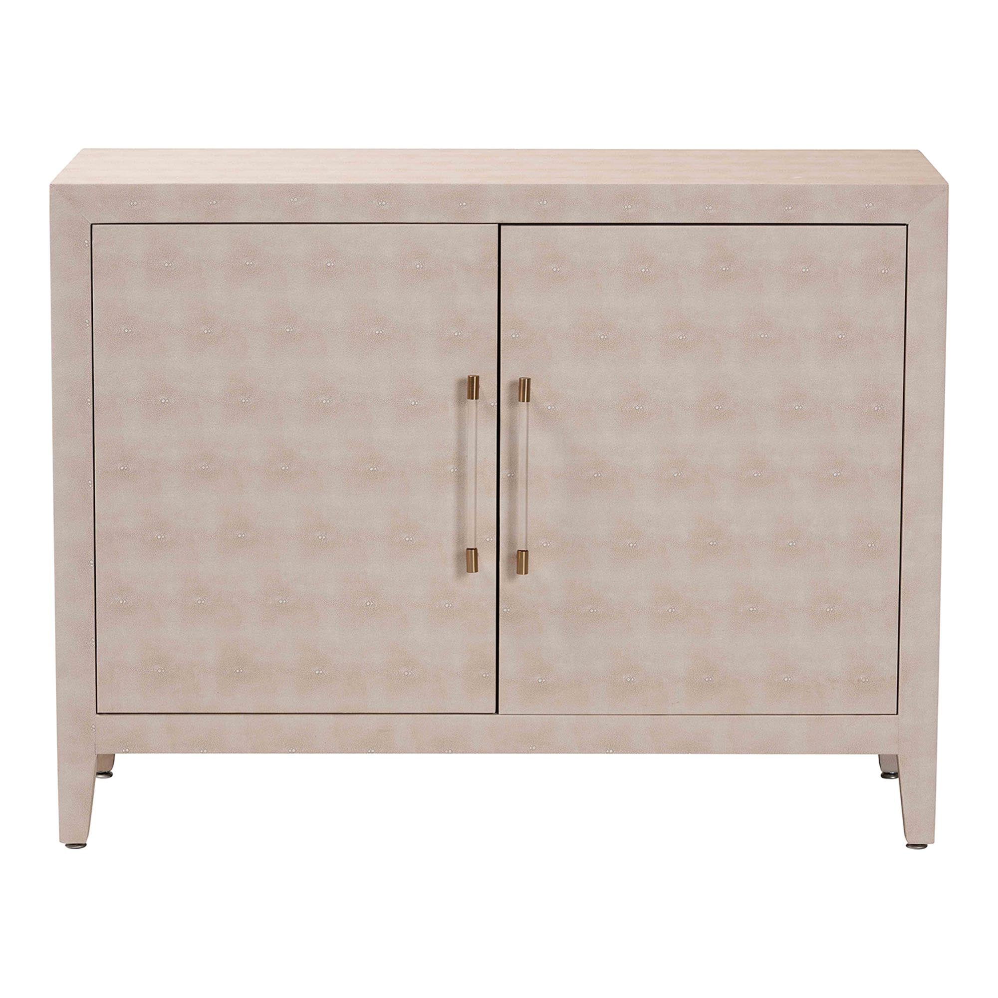 Nira Faux Shagreen Storage Cabinet - Contemporary 2-Door Accent Sideboard with Sleek Metal Handles, for Entryway or Living Room