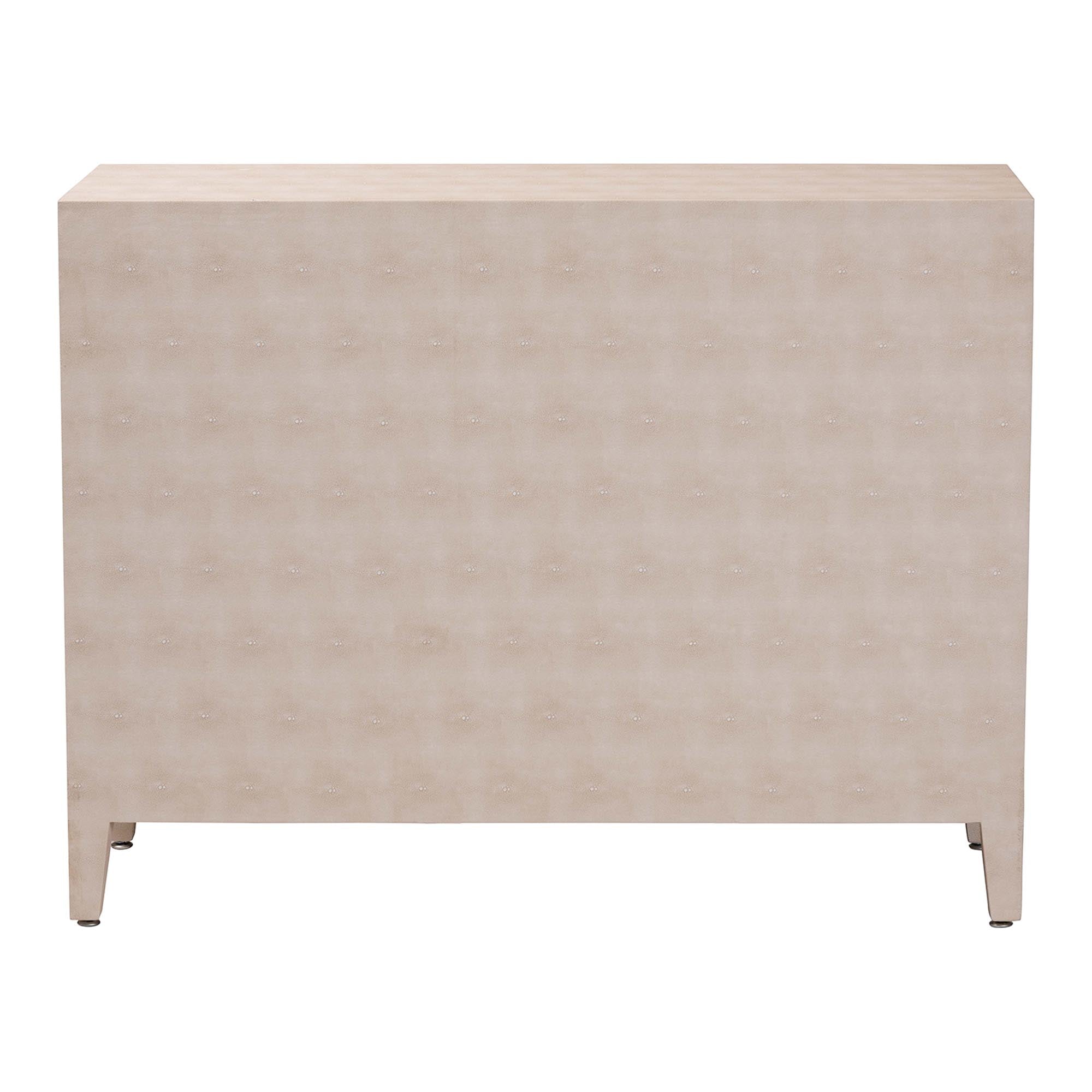 Nira Faux Shagreen Storage Cabinet - Contemporary 2-Door Accent Sideboard with Sleek Metal Handles, for Entryway or Living Room