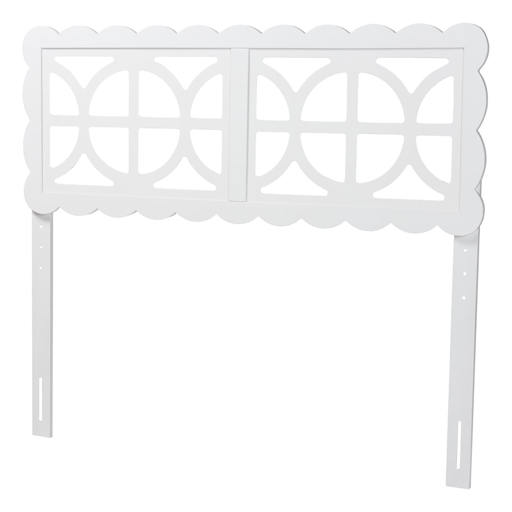 Nansen Wood Headboard with Scalloped Frame - Geometric Cutout Decorative Panel for Bed Frame, Modern Coastal Bedroom Accent with Adjustable Height, Full, White