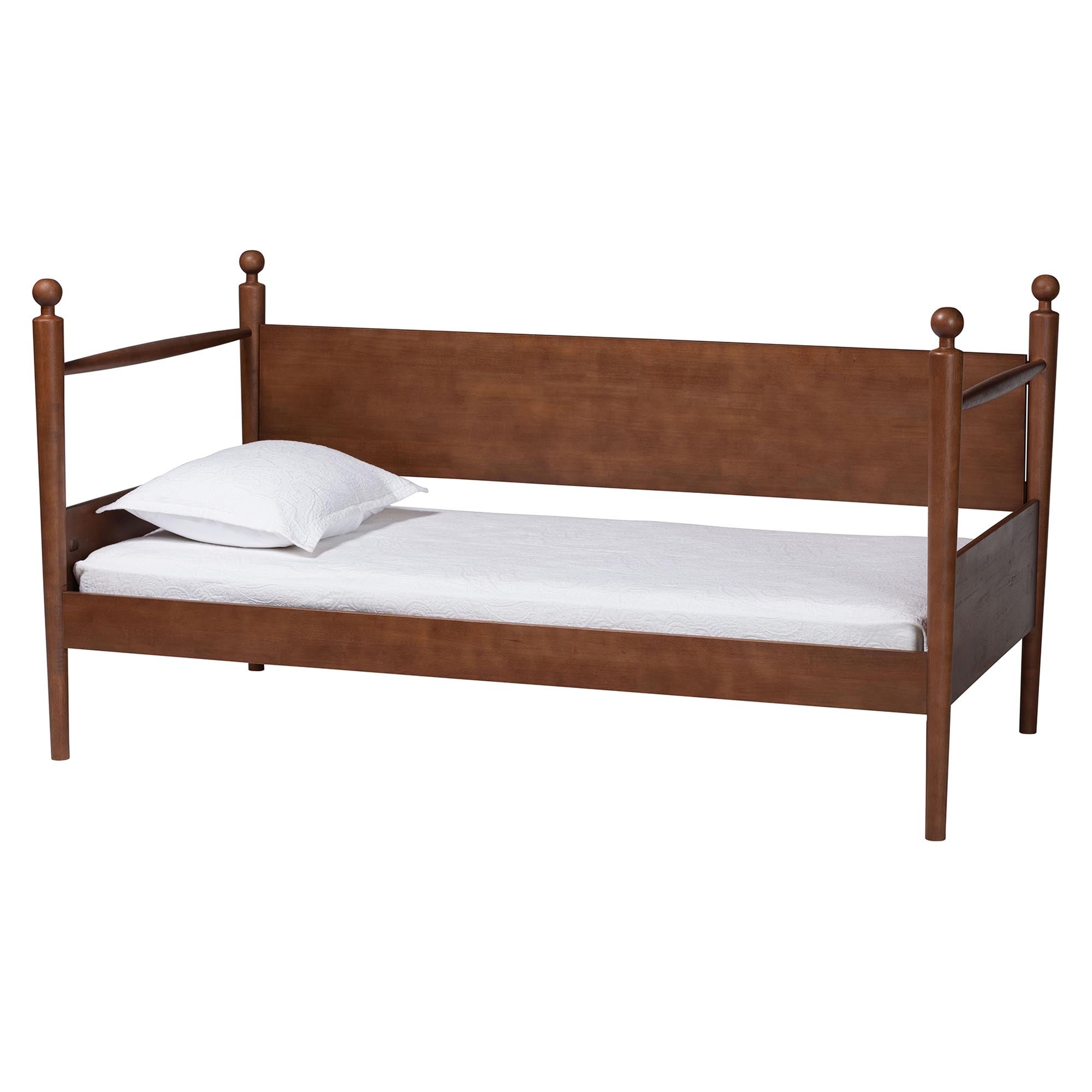 Gianetta Wooden Daybed with Spindle Posts - Classic Cottage-Style Bed Frame with Guardrail Back, Solid Wood Day Bed for Guest Room or KidsBedroom, Twin