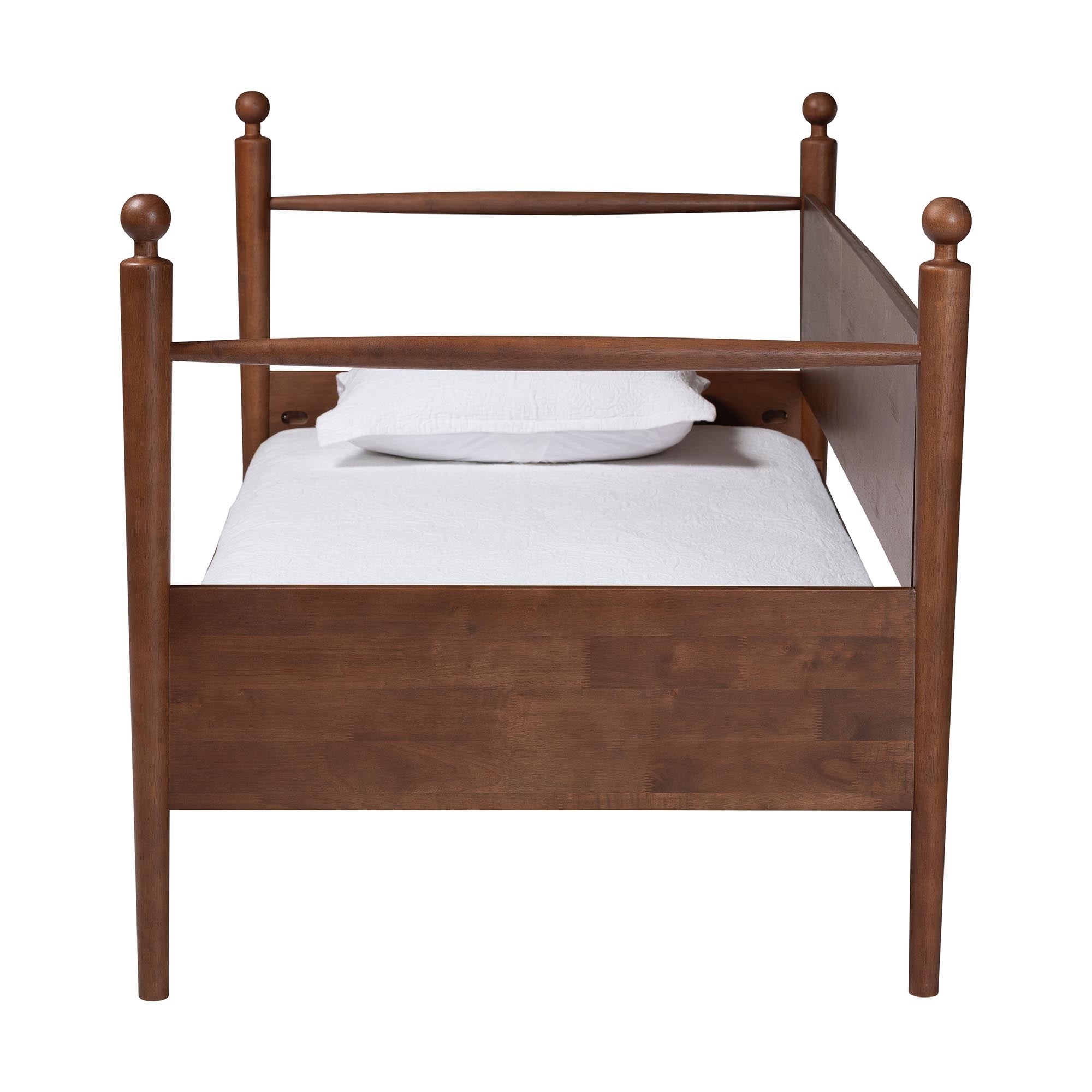 Gianetta Wooden Daybed with Spindle Posts - Classic Cottage-Style Bed Frame with Guardrail Back, Solid Wood Day Bed for Guest Room or KidsBedroom, Twin