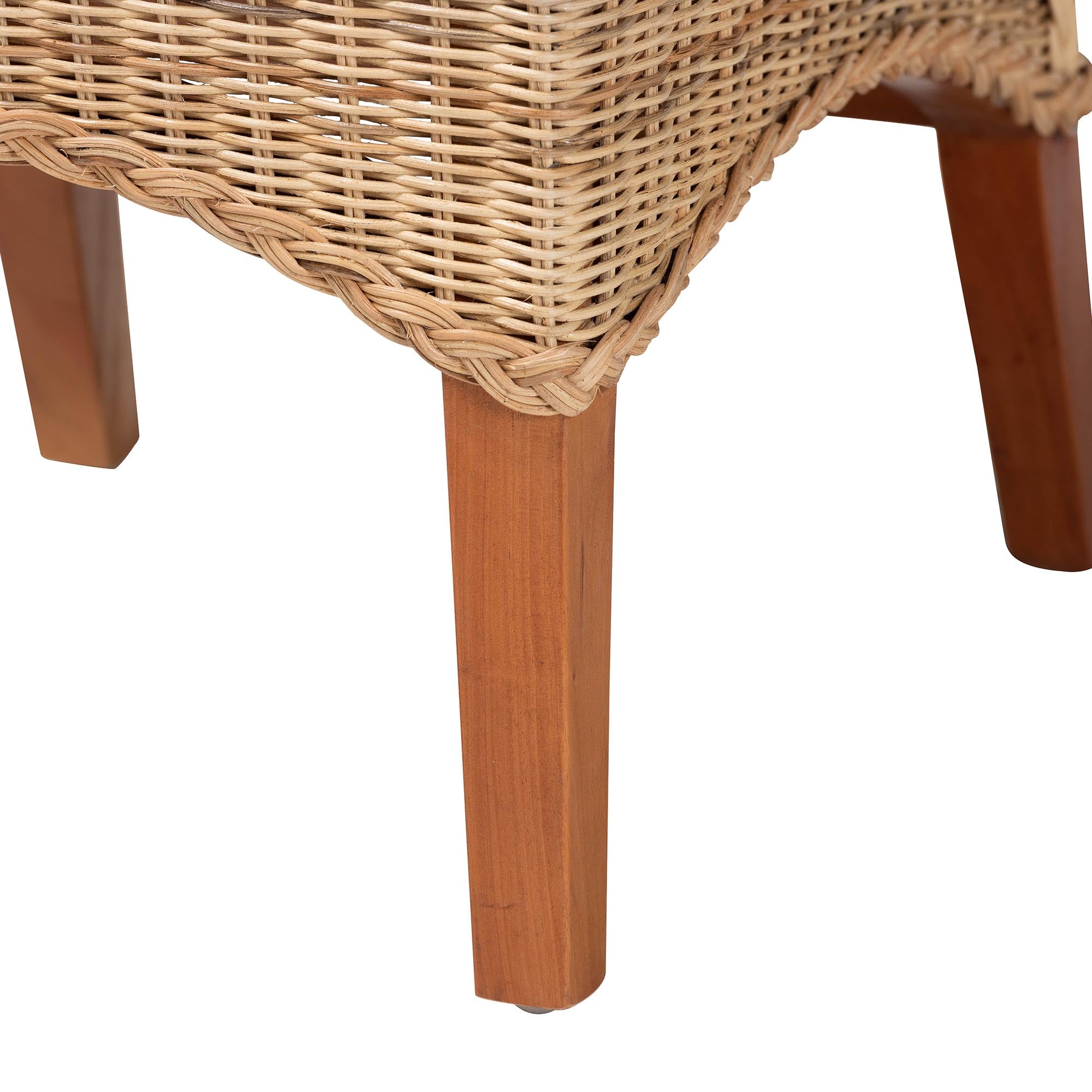Dyna Natural Rattan Dining Chair - Handwoven Wicker Side Chair with Removable Cushion and Loop Backrest, Boho Coastal Seating for Dining Room or Kitchen