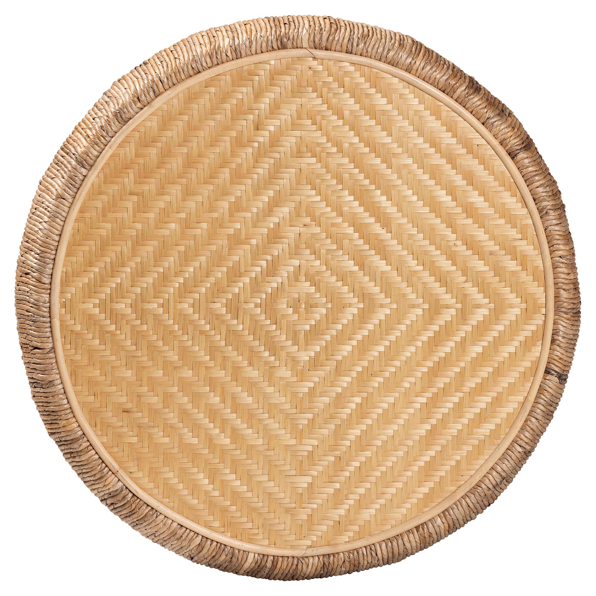 Roma Rattan and Seagrass Coffee Table - Low Profile Boho Accent Table with Textured Design and Natural Finish, Handcrafted Rattan Centerpiece for Living Room or Lounge