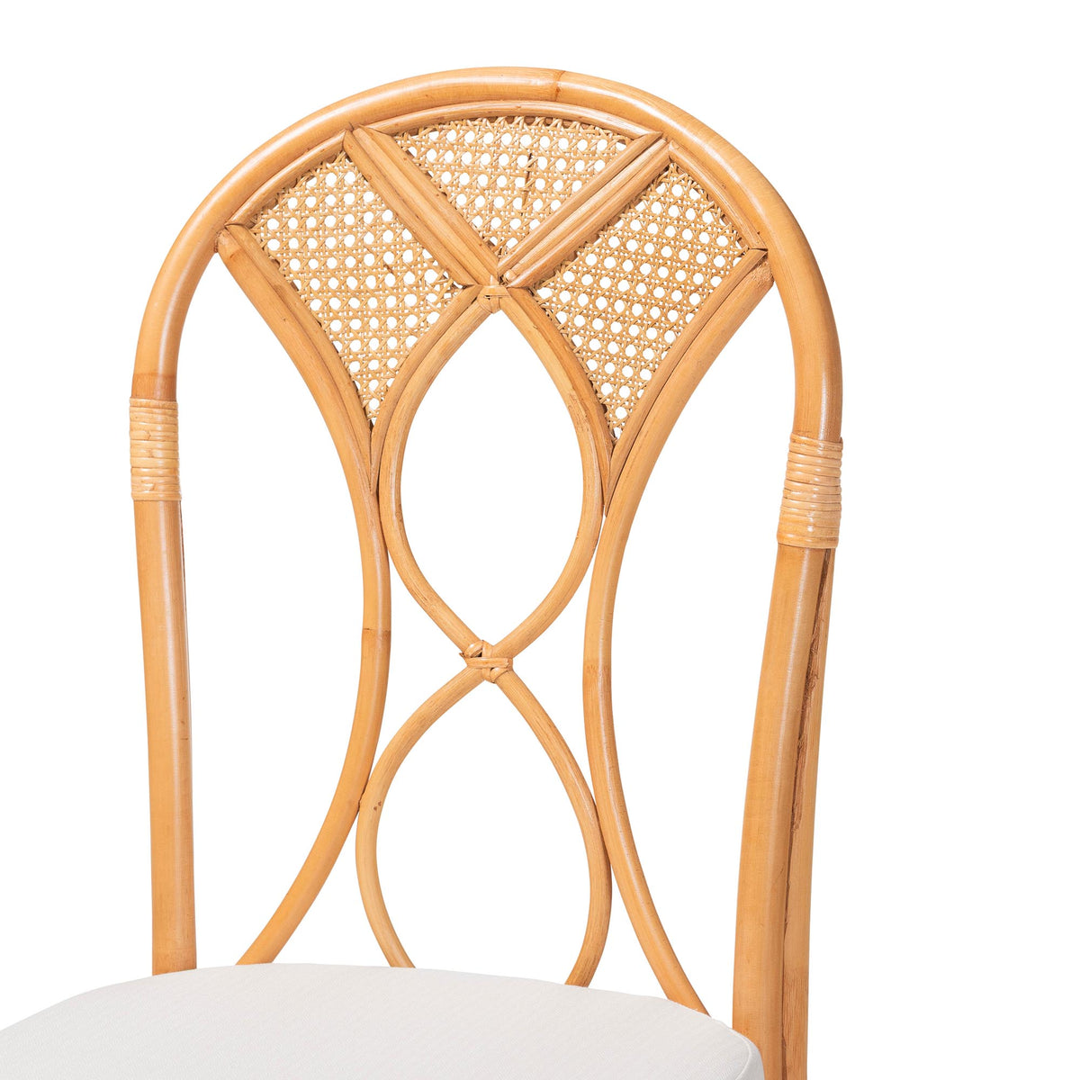 Elsa Natural Rattan Dining Chair - Handcrafted Wicker Side Chair with Openwork Back and Woven Detailing, Coastal Boho Seating for Dining Room or Kitchen