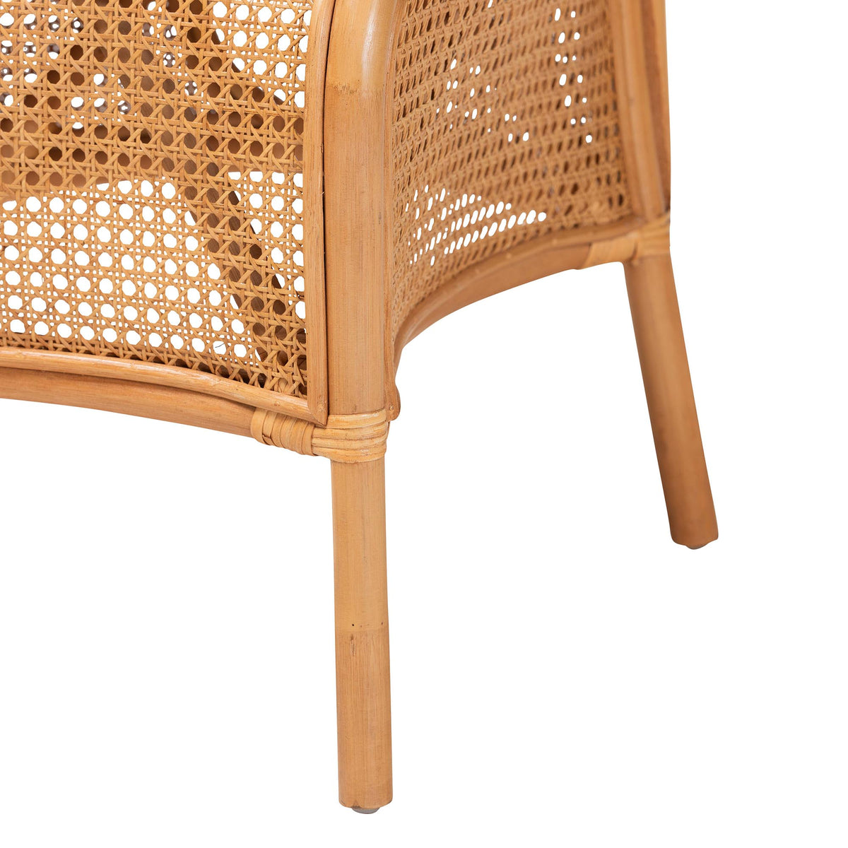 Elsa Natural Rattan Dining Chair - Handcrafted Wicker Side Chair with Openwork Back and Woven Detailing, Coastal Boho Seating for Dining Room or Kitchen